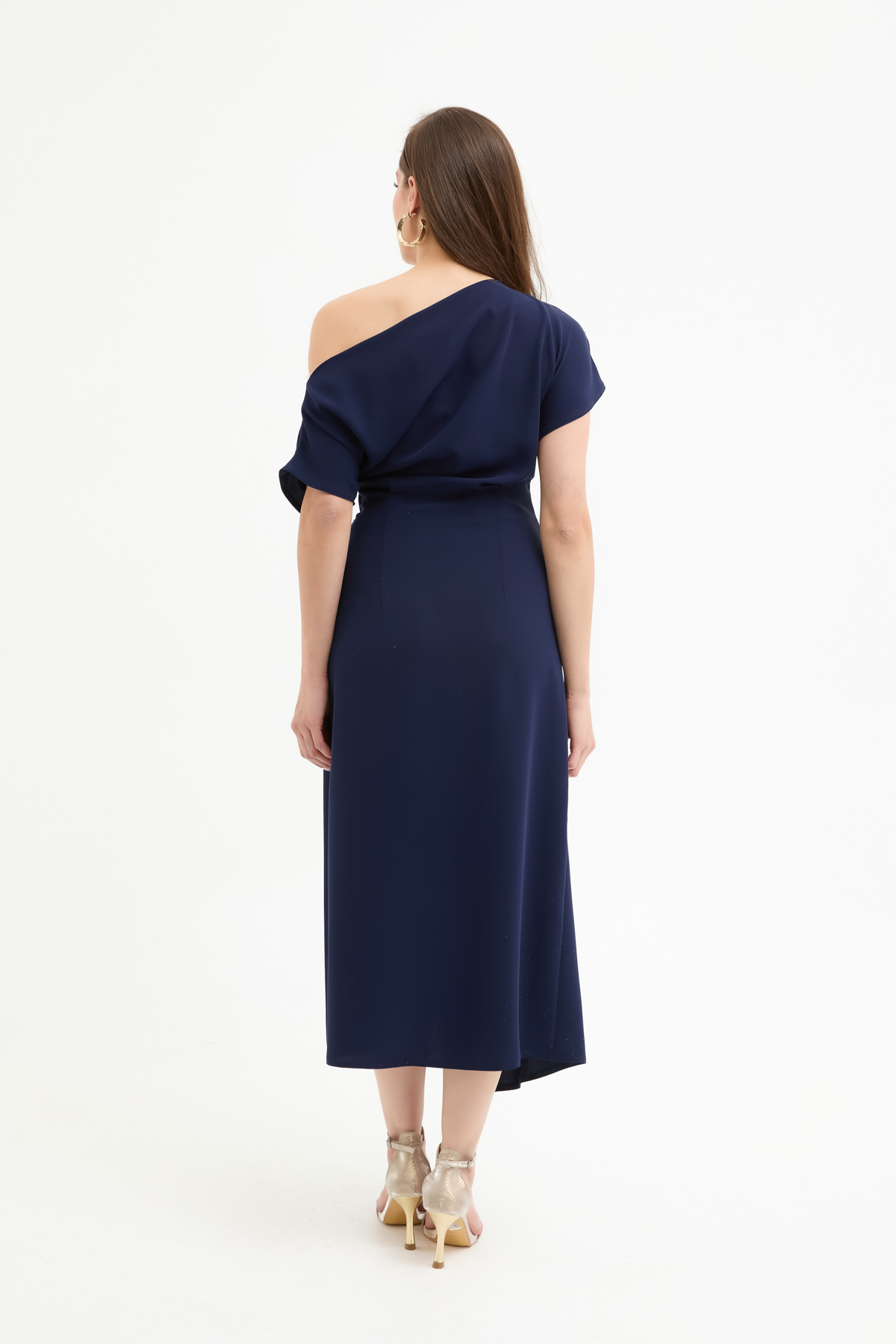 Lafaba  Kadın Lacivert Dar Kalıp Aksesuar Detay Midi Elbise - Görsel 6