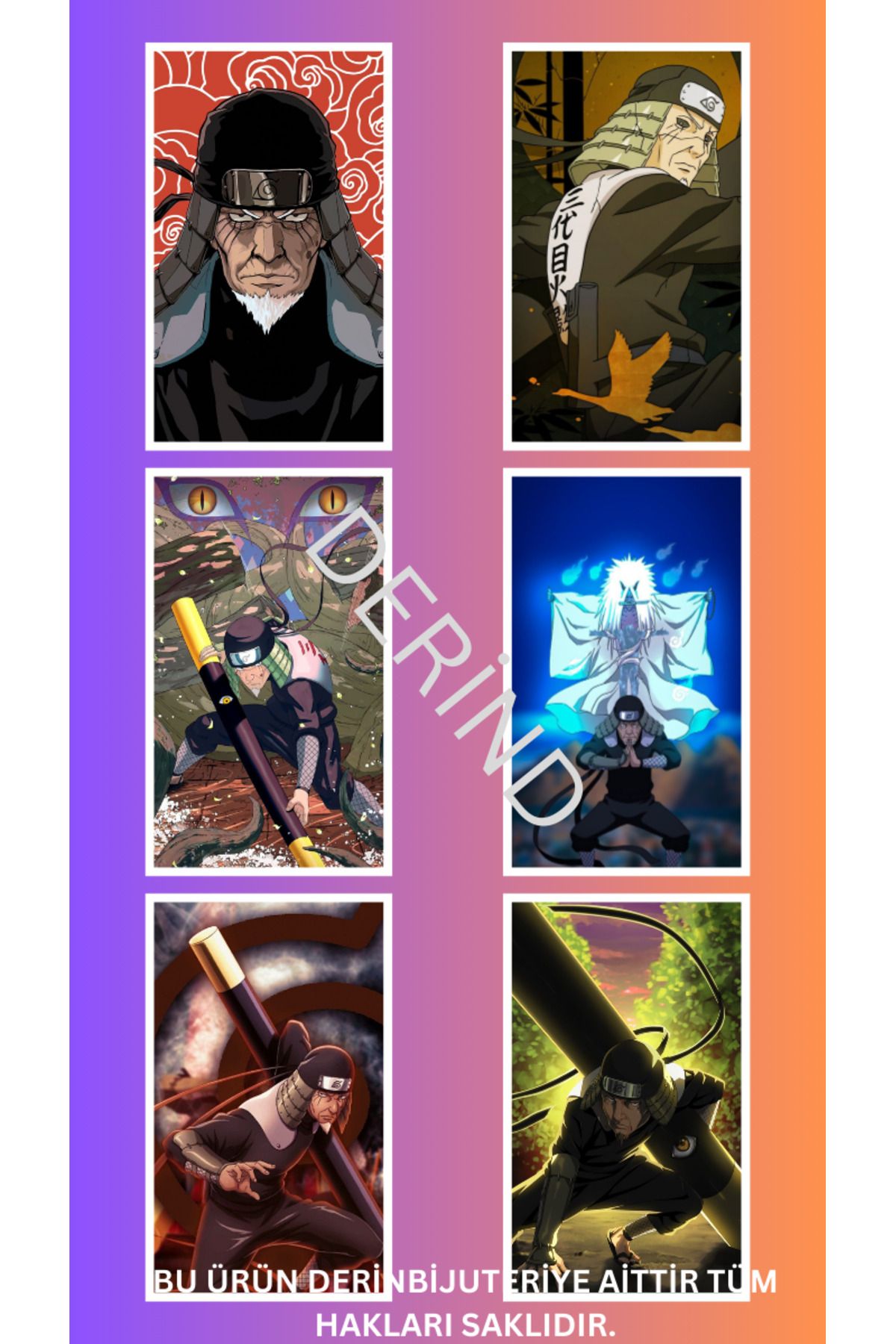 DERİND Hiruzen Sarutobi 8 li Karışık Sticker