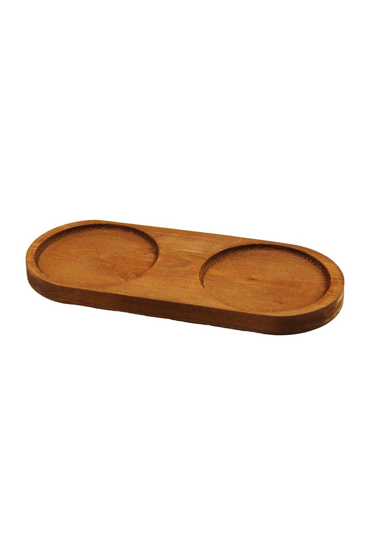 Zayla 2 BÖLMELİ - OVAL KOYU RENK=KAHVERENGİ AHŞAP YAĞDANLIK ALTLIK 27X12.5CM (5165)