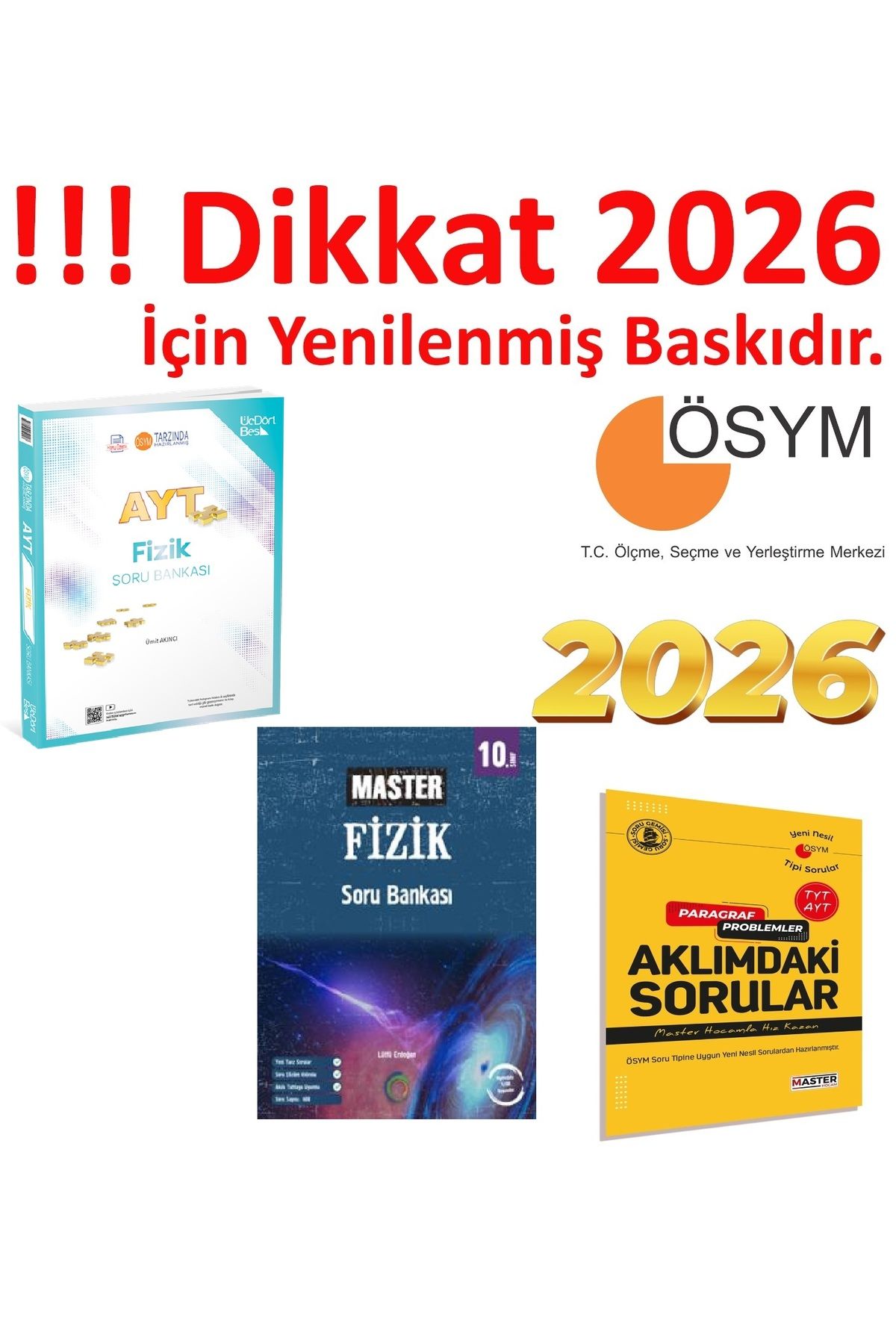 Üç Dört Beş Yayıncılık Üç dört Beş Yayıncılık AYT Fizik Soru Bankası & Okyanus Yayıncılık 10. Sınıf Master Fizik Soru Banka