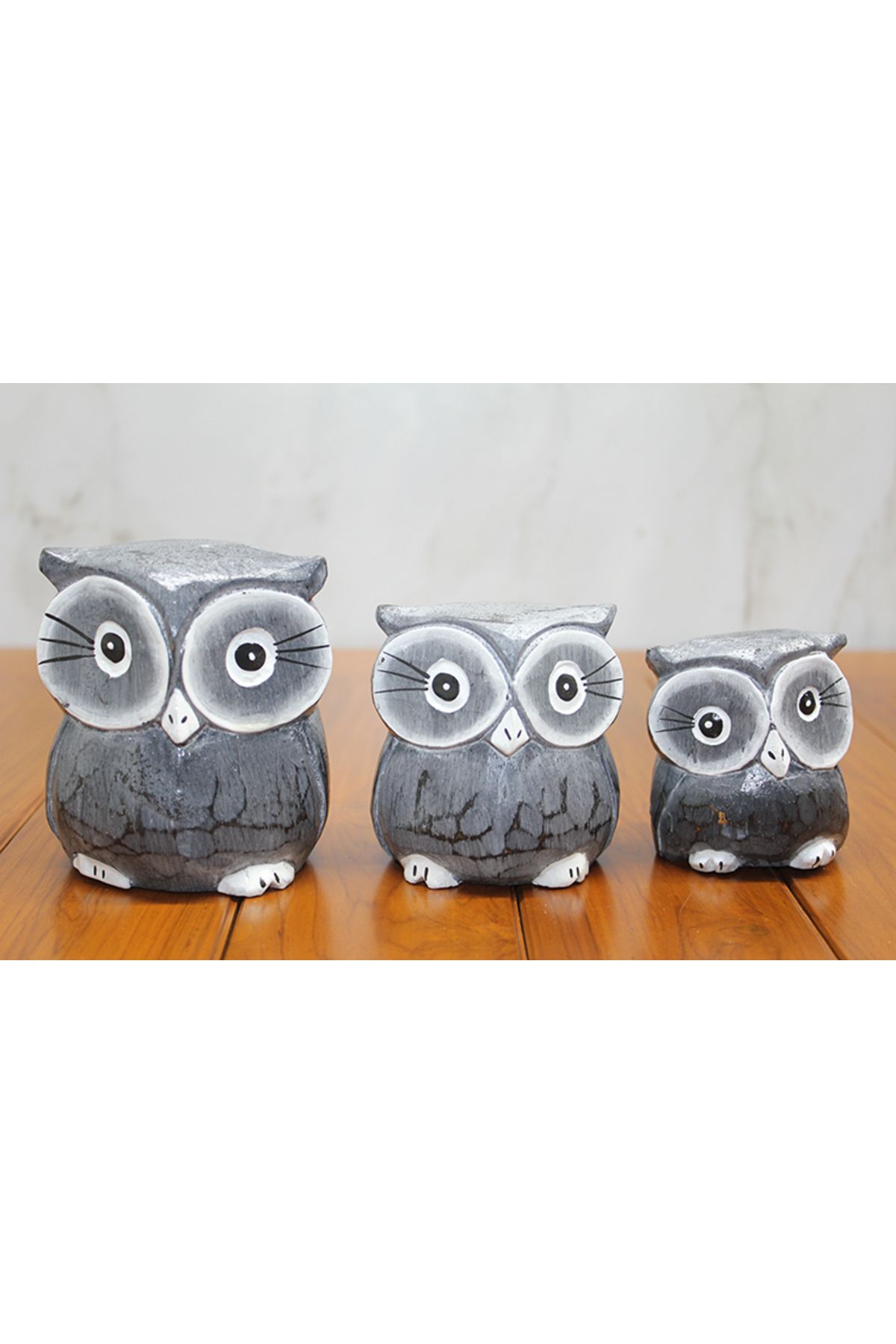 kuzenler store Ahşap 3'lü Baykuş Seti Model 2