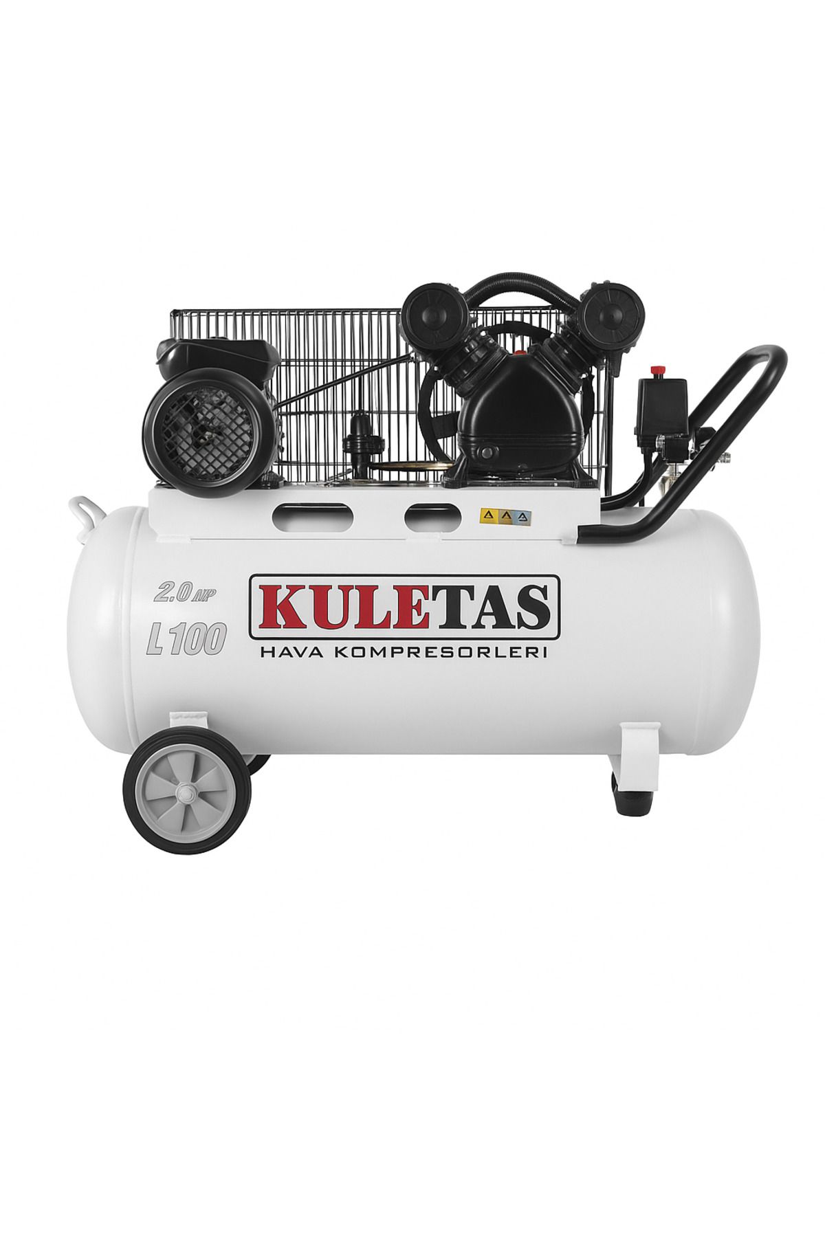 Kuletaş Kuletaş 100 Litre 2 HP Çift Pistonlu Sessiz Hava Kompresörü – 8 Bar Basınçlı Bakır Sargılı 220V CE
