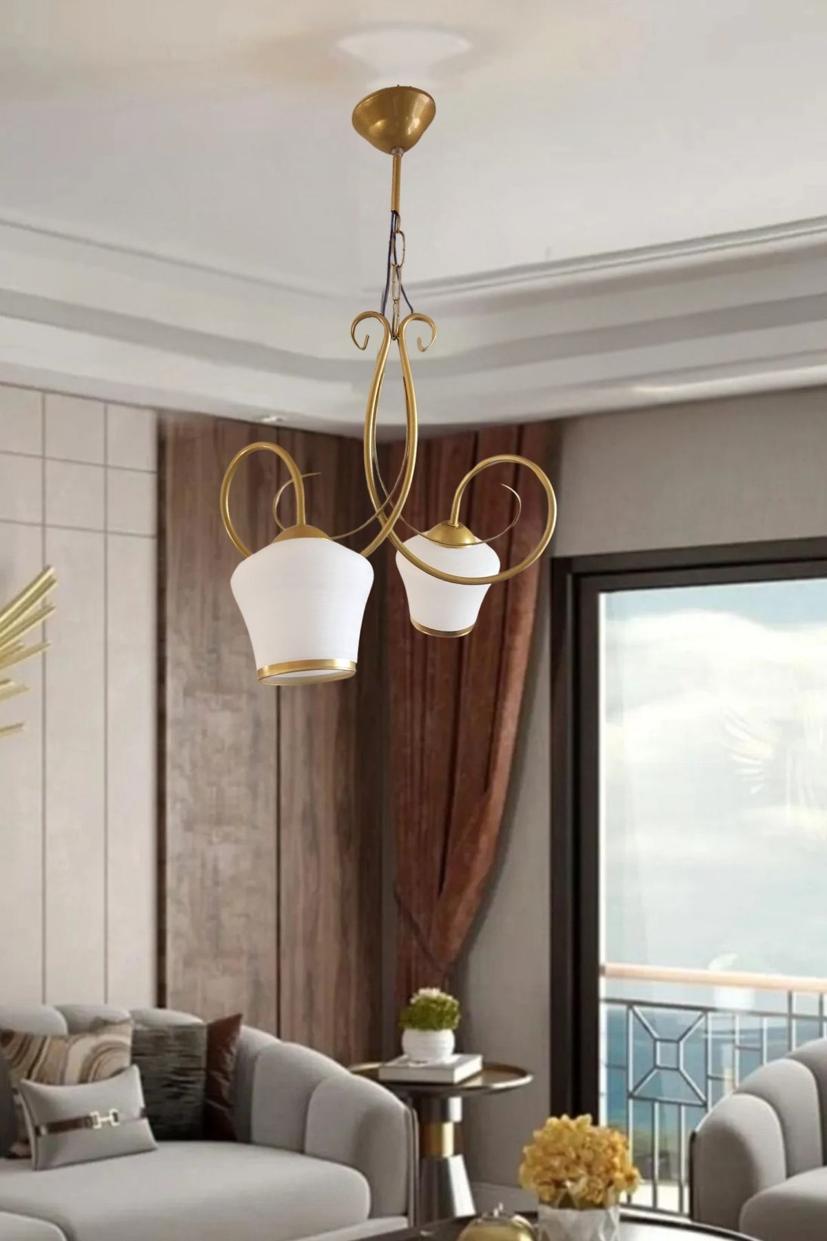 Ömür Avize alya gold kasa 2li avize