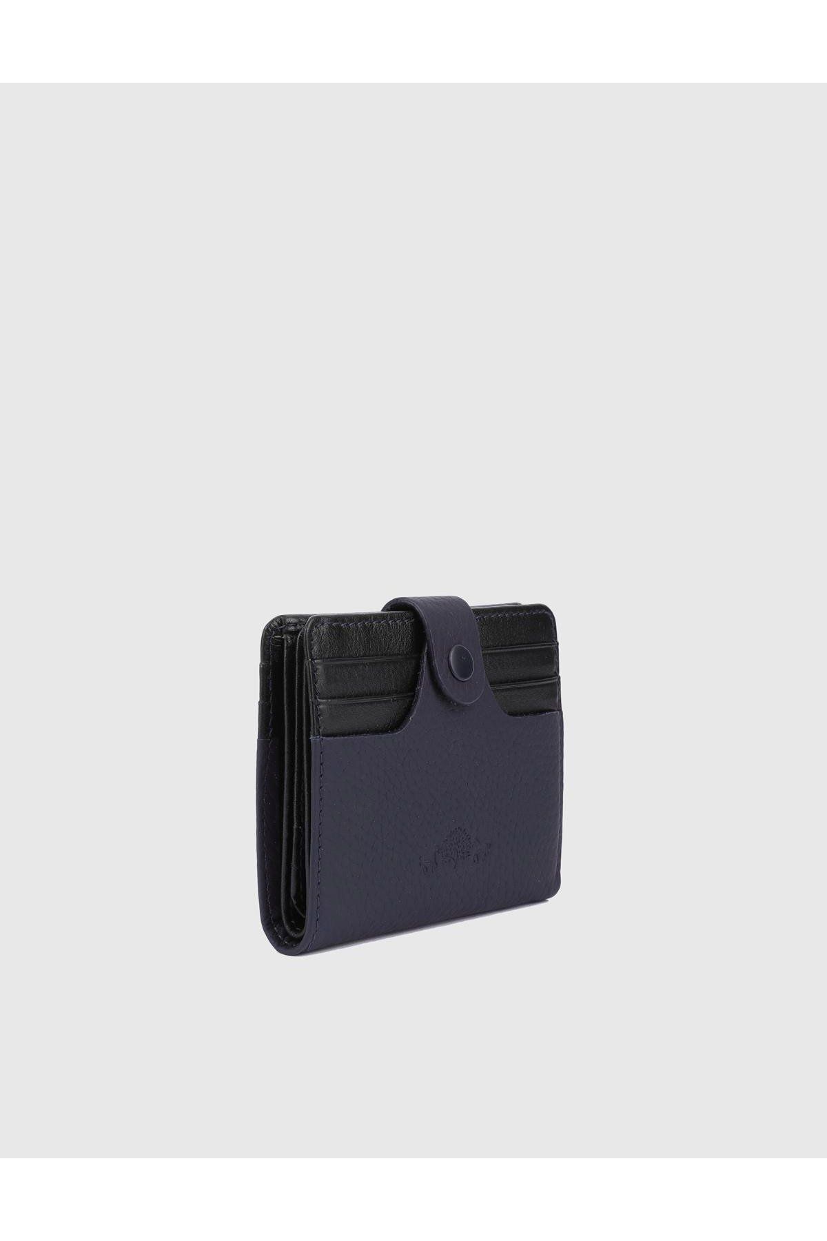 İLVİ Rainier Hakiki Deri Unisex Lacivert Cüzdan