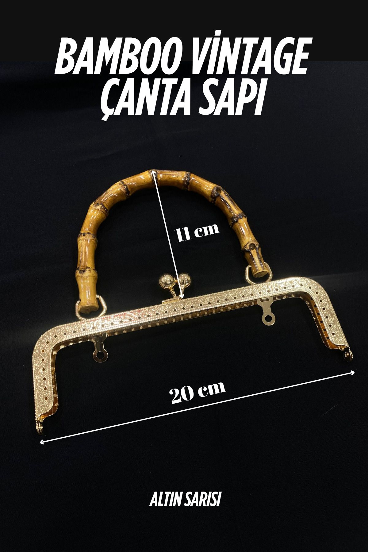 Kardelux Doğal Bambu Saplı Çanta Sapı Klipsi Kare- 20 cm