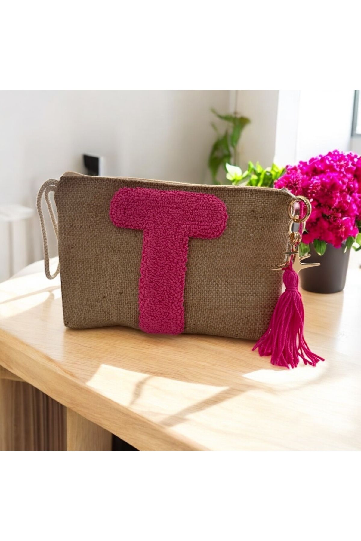 Punchy Design Punch işlemeli jüt clutch