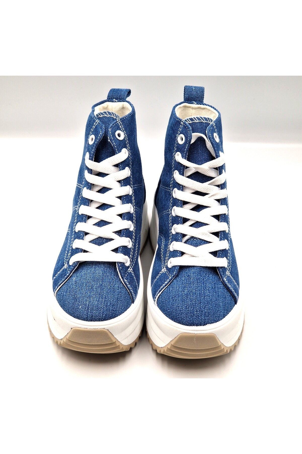 Seastar-High Platform Sneakers in Denim 7