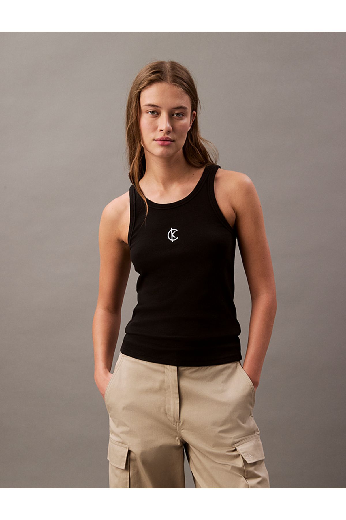 Calvin Klein Ribbed Cotton Logo Tank Top