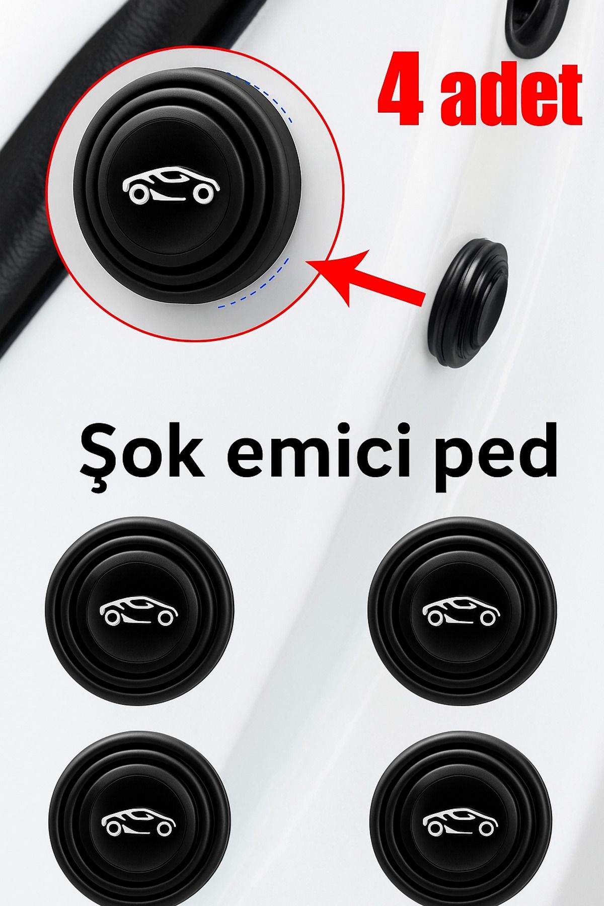 Home Araba Kapı Şok Emici Ped Seti 4’lü – Ses Yalıtımı ve Çarpma Önleyici Yastık Ped