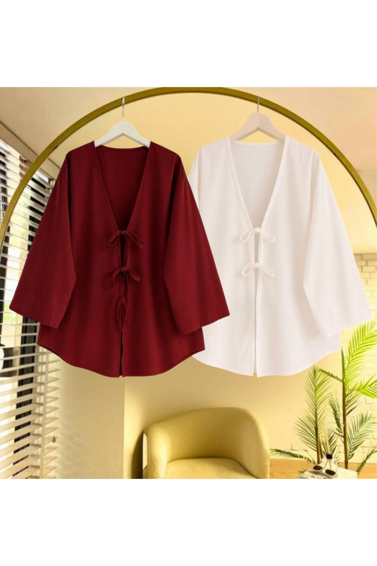 hudors Önü Bağlamalı Kimono Tunik 2'li
