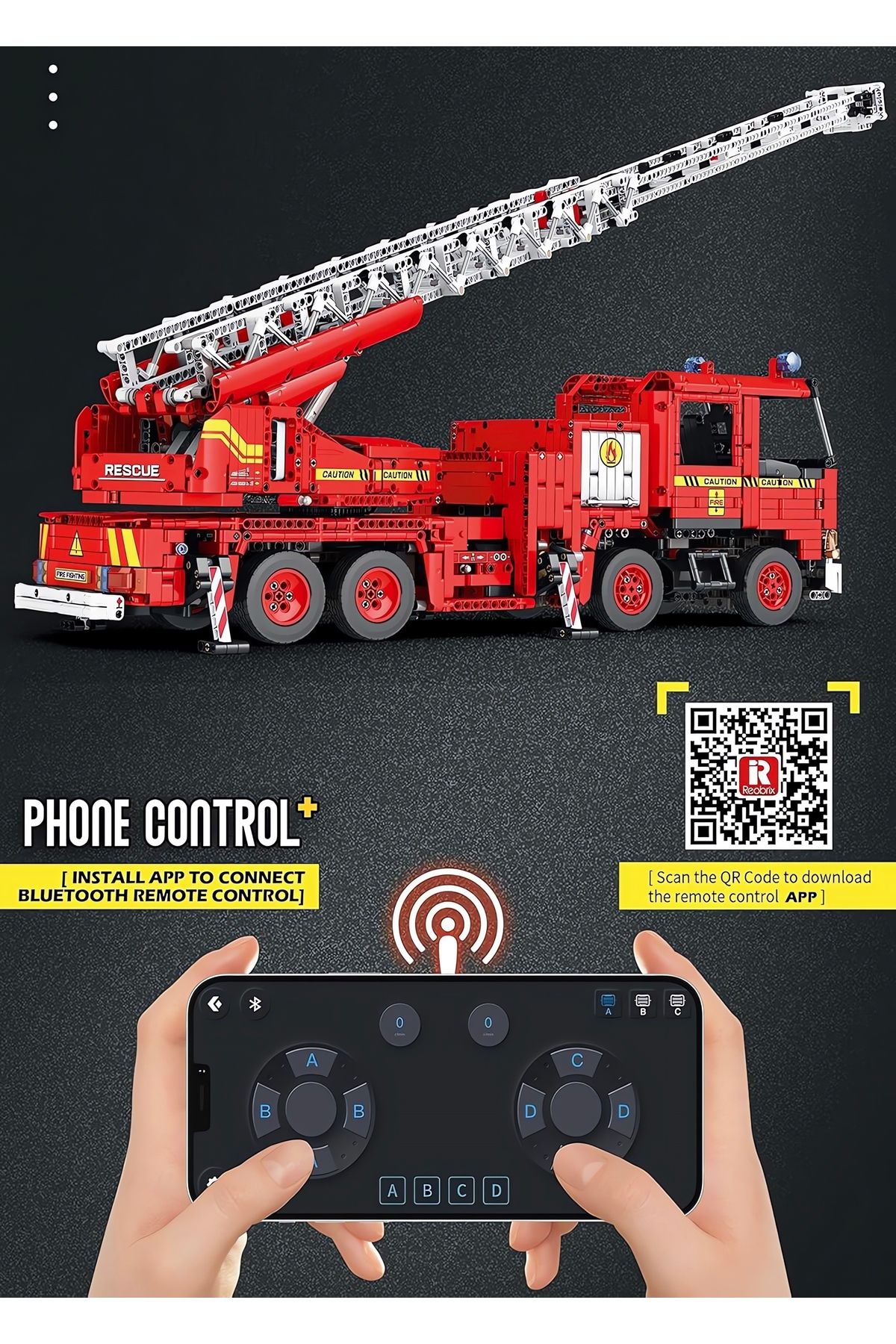 REOBRIX-Fire Truck Rc Controlled, Technical Block Building Kit (3266 Pieces) 4