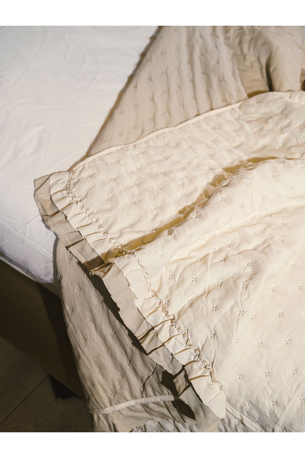 Dainty Home--lara- beige color frilly single bedspread set 5