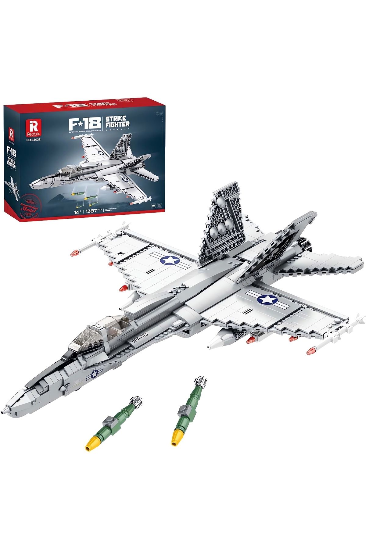 REOBRIX-F/A-18 Fighter Jet, Technical Block Building Kit (1387 Parts) 5