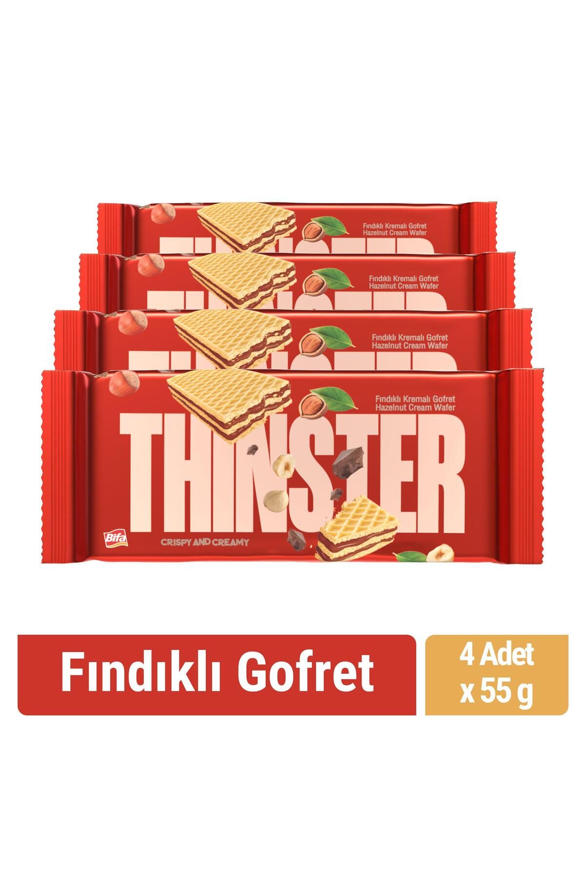 Thinster Fındık Kremalı Gofret 55 gr x 4 adet