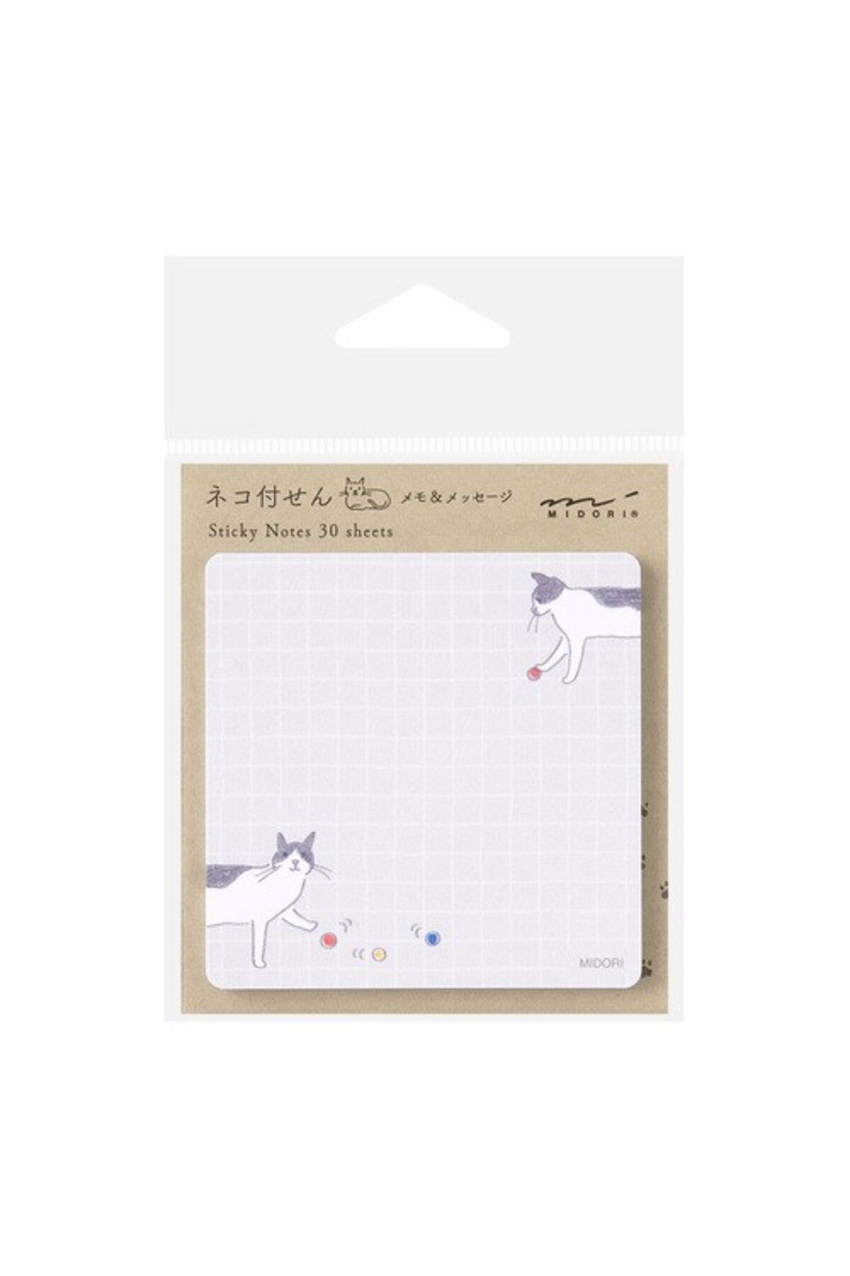 Midori Sticky Notes yapışkan not - Sticker - top ve kedi
