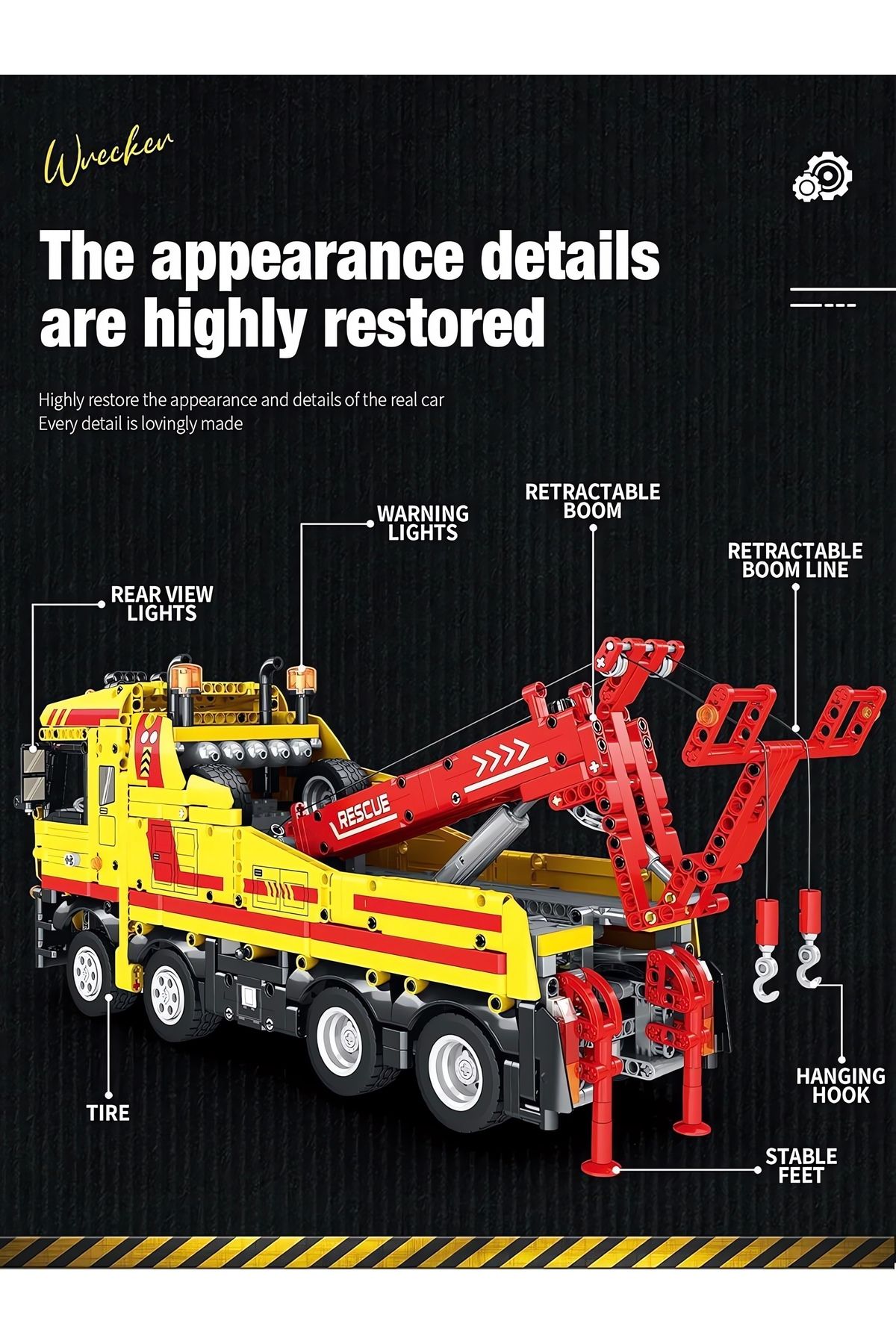 REOBRIX-Rescue Vehicle Rc Controlled, Technical Block Building Kit (1910 Pieces) 5