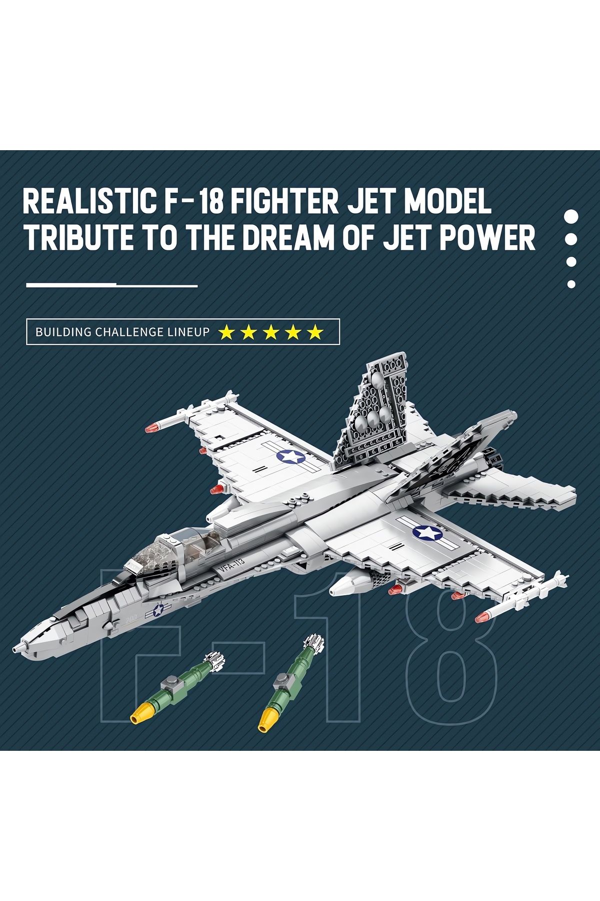 REOBRIX-F/A-18 Fighter Jet, Technical Block Building Kit (1387 Parts) 3