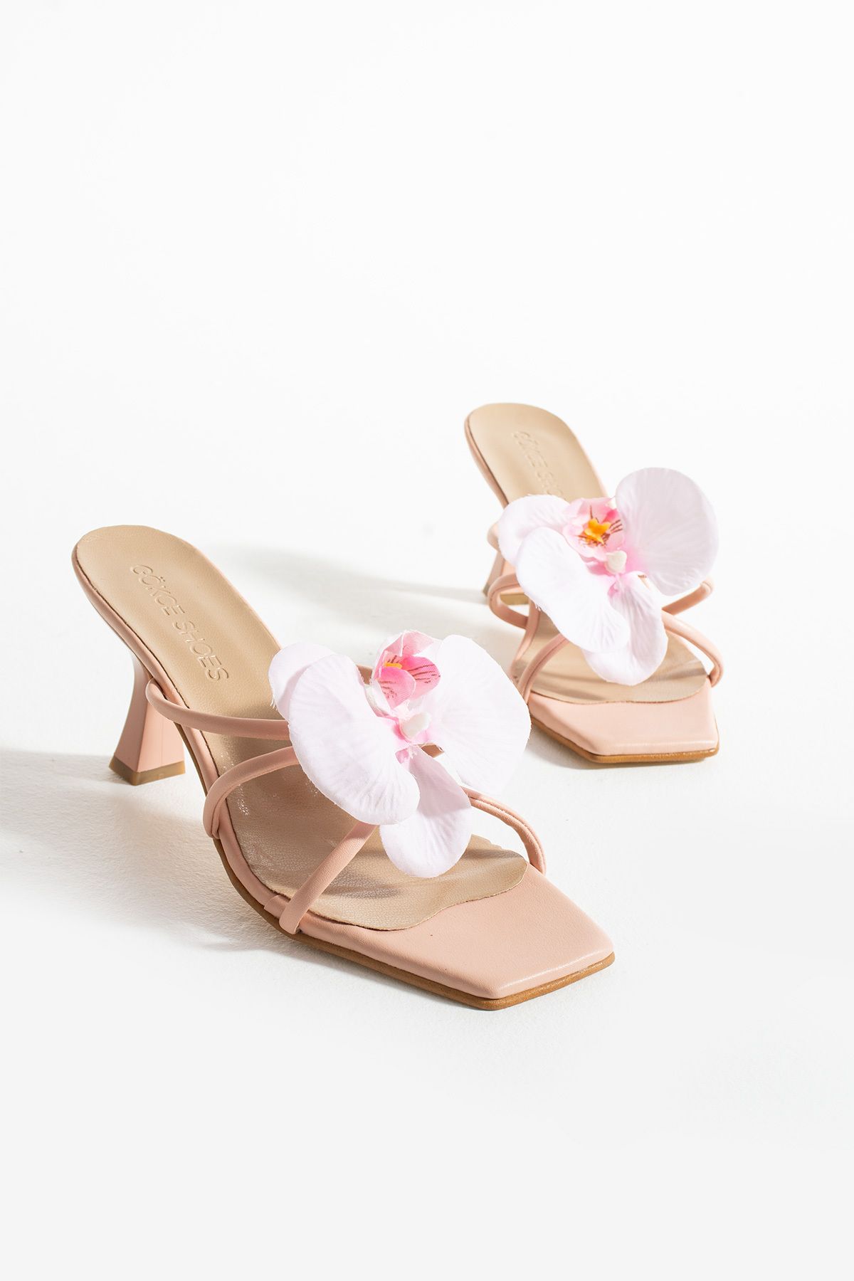 Gökçe Shoes Arlis Pembe Orkide Detay Kadın Topuklu Terlik