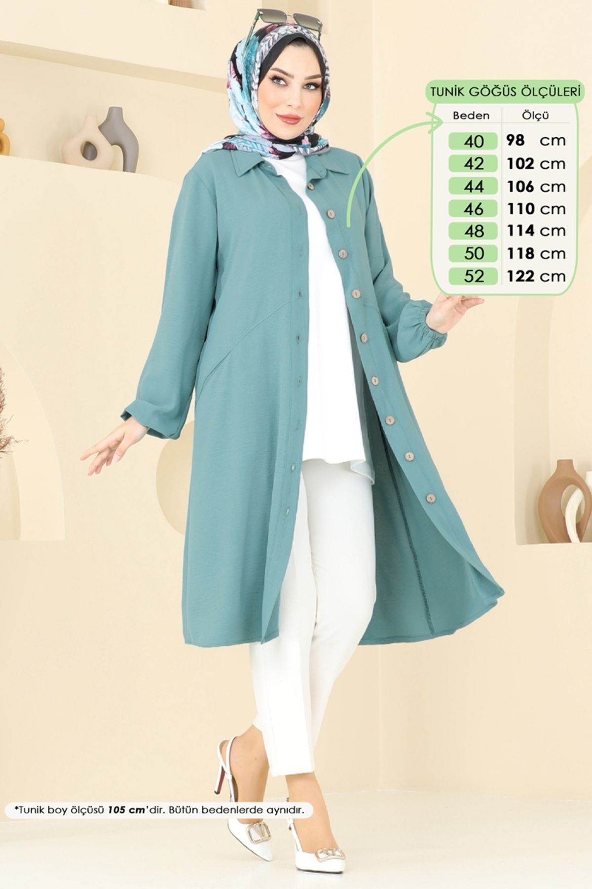 Modaselvim Cep Detaylı Tunik Kap 1250BM387 Mint