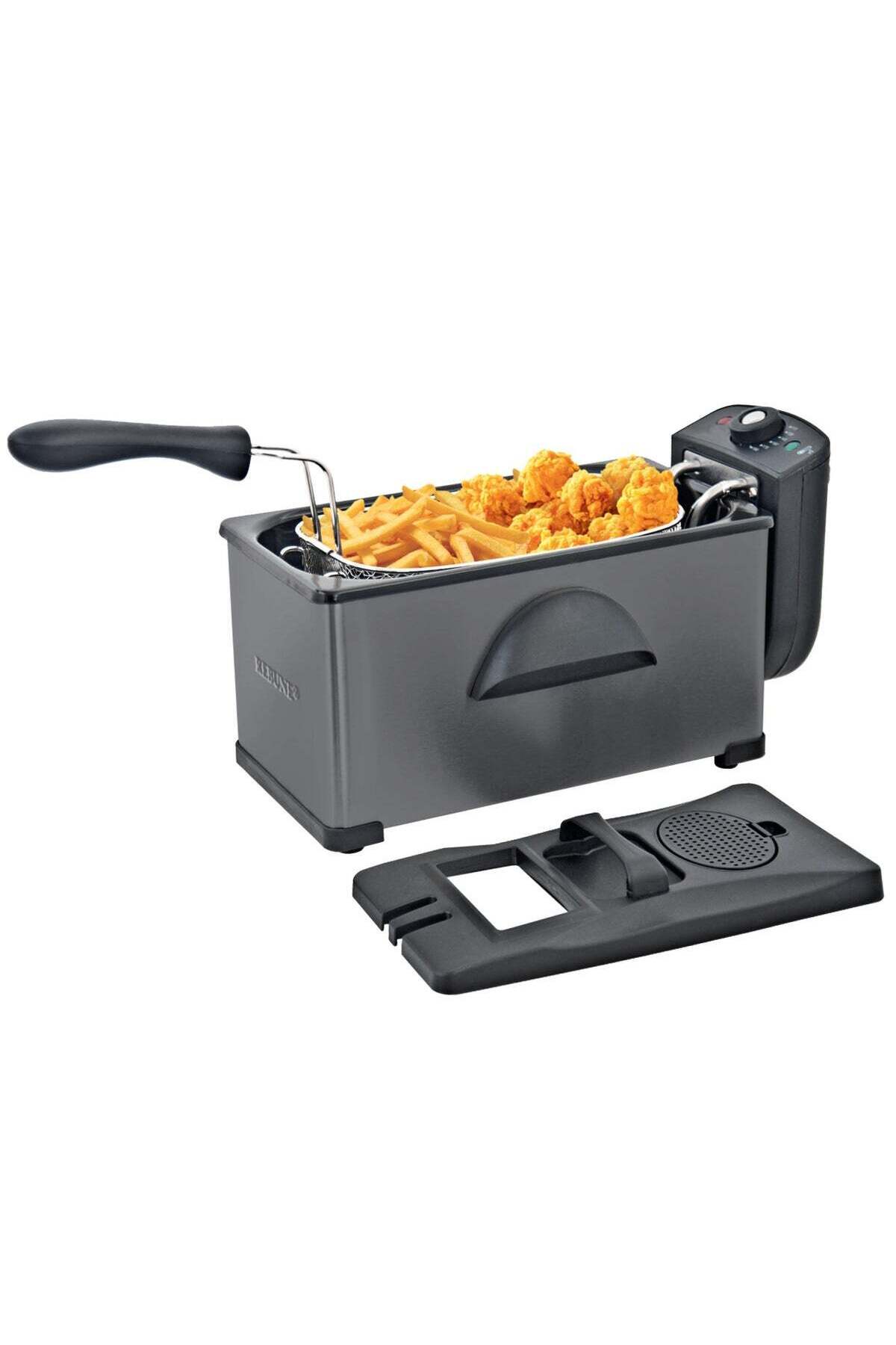 مقلاة كهربائية عميقة - لقلي أسرع ونكهة مقرمشة مثالية، سعة 3 لترات، 2000 واط، RE-11-061، لون أسود