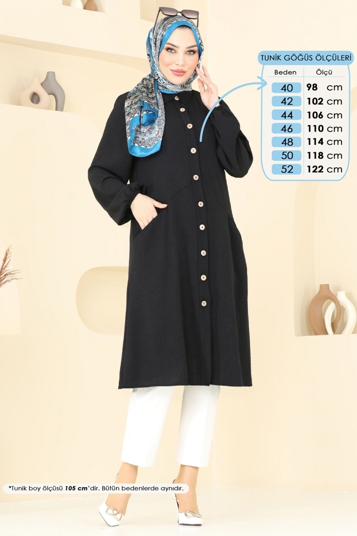 Modaselvim Cep Detaylı Tunik Kap 1250BM387 Siyah