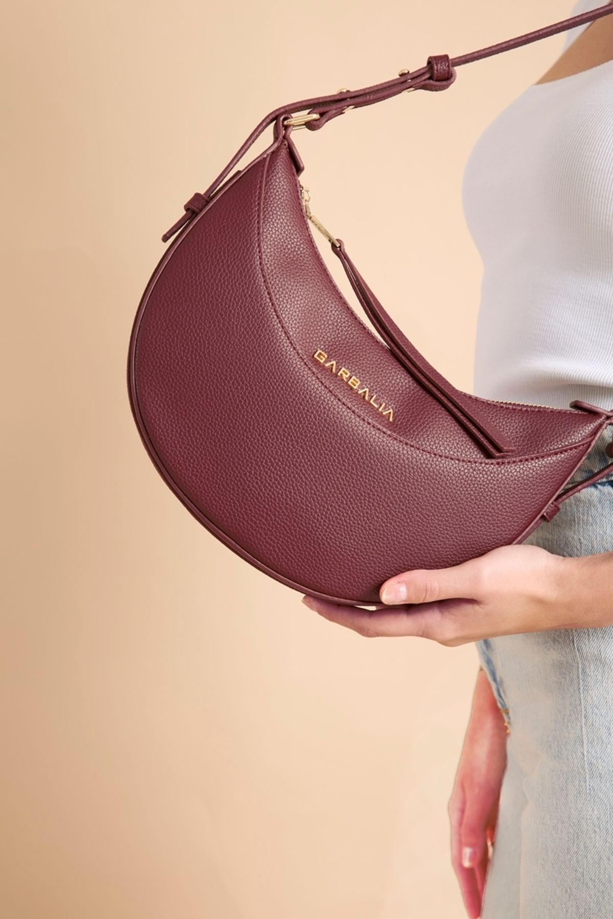 Modaselvim Fermuarlı Kadın Omuz Çantası 300GBK1140 Bordo