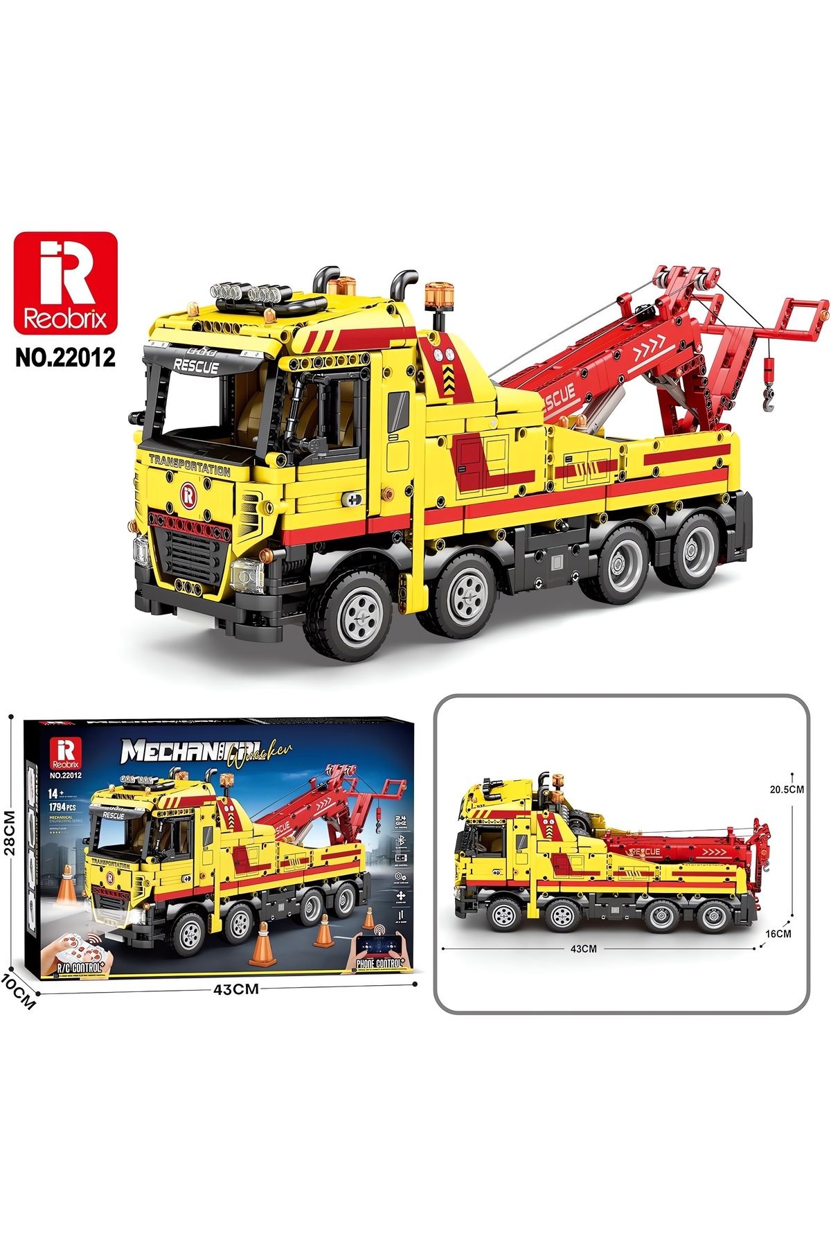 REOBRIX-Rescue Vehicle Rc Controlled, Technical Block Building Kit (1910 Pieces) 2
