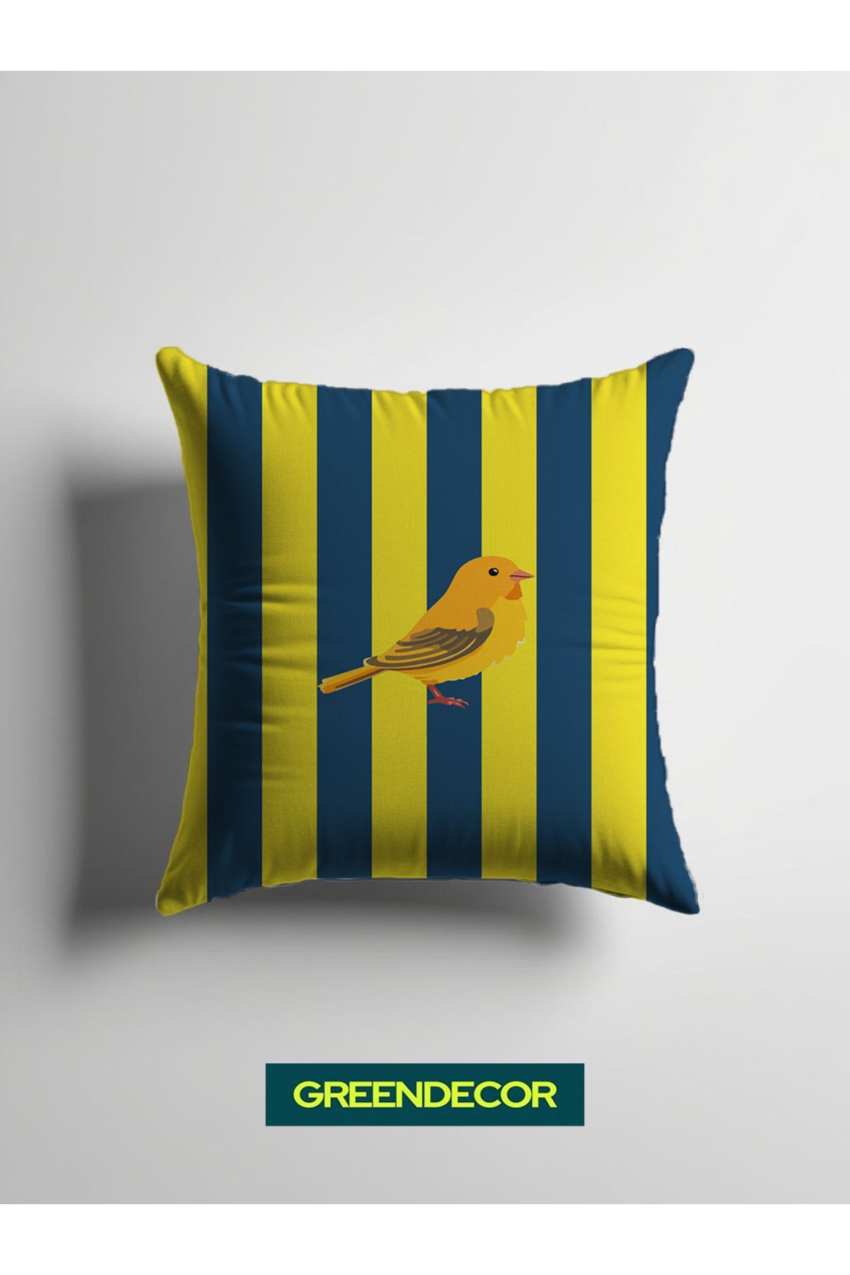 GREENDECOR Sarı Lacivert Kanarya Özel Tasarım Desenli Kırlent Dijital Baskılı (İçi dolu) Çocuk Odası Fermuarsız