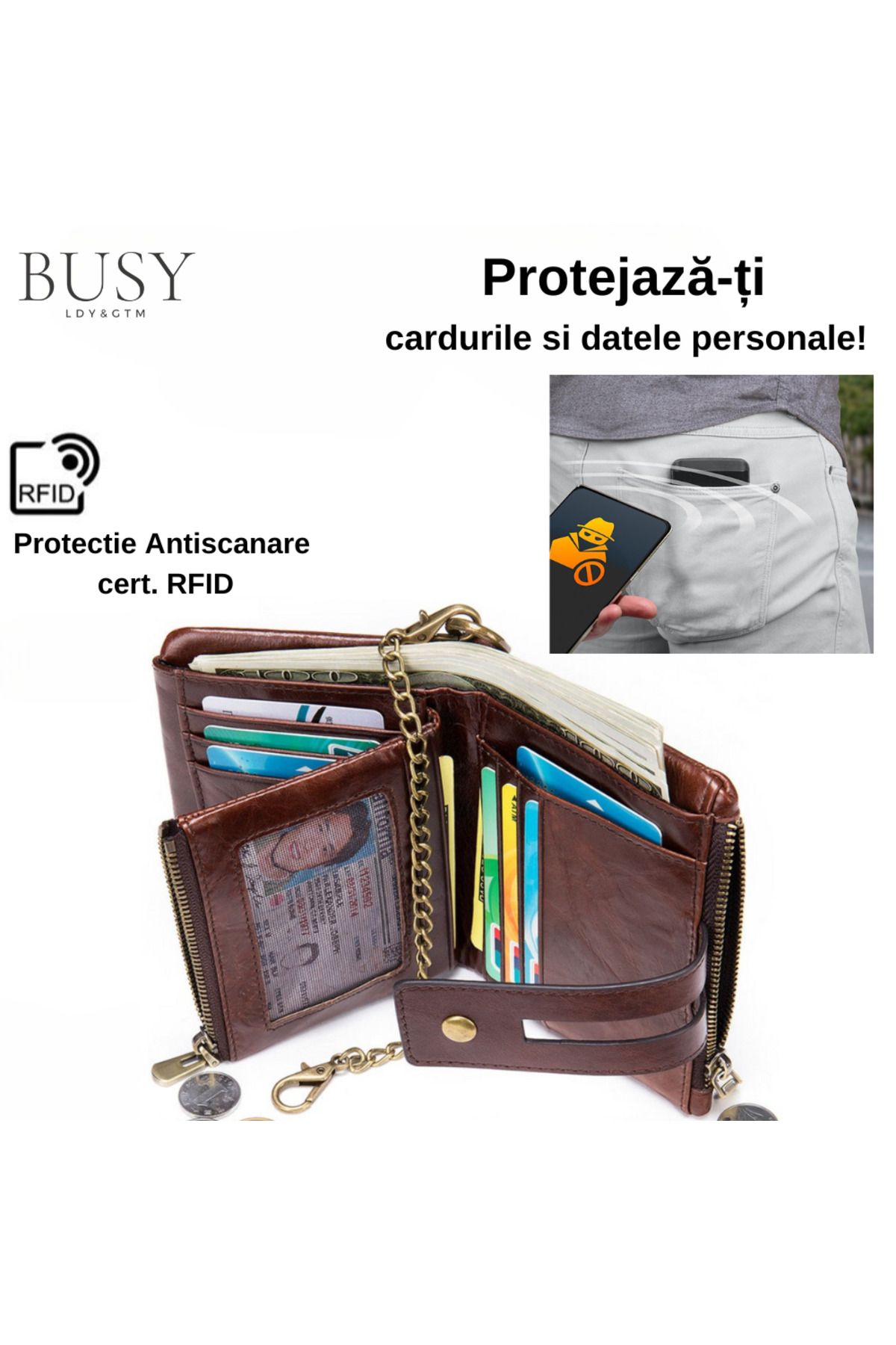 Busy Lady&Gentleman-Oscar men's wallet, genuine leather, RFID blocking, multiple compartments, memory card slots 6