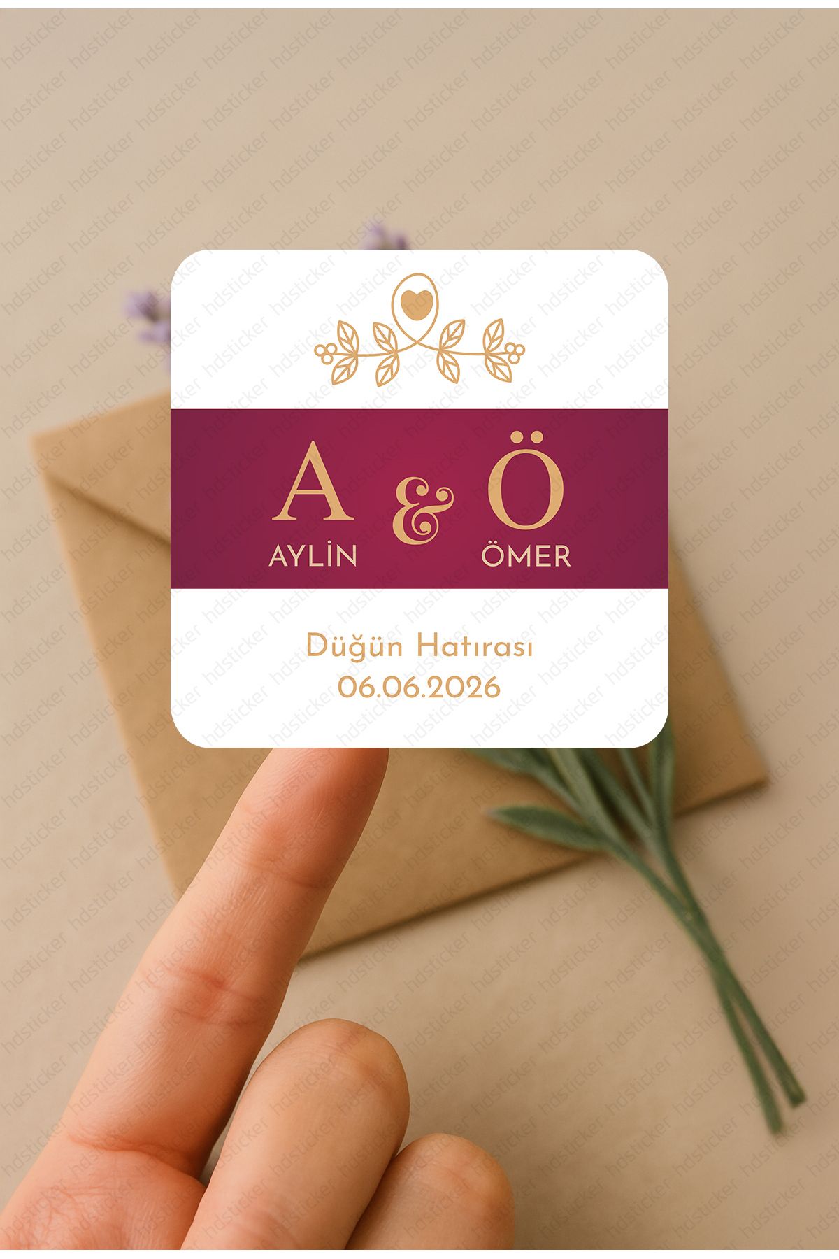 hdsticker 42 Adet Kişiye Özel Kına Nişan Nikah Düğün Sünnet Bebek Firma Etiket Sticker Hediye ve Çikolata P45