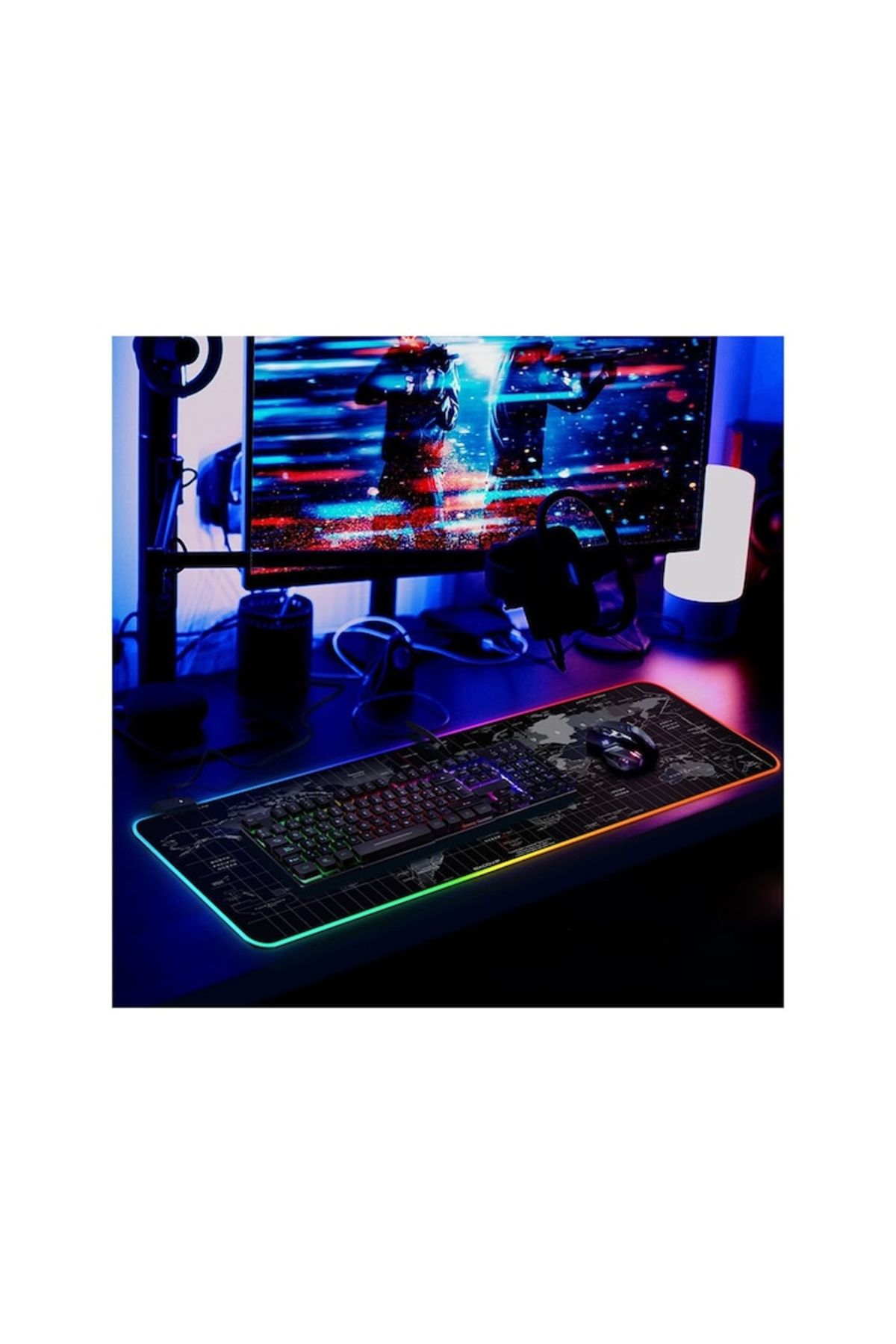 varioshop-VarioShop® Large Rubberized Mousepad, with RGB LED Lighting, for Gaming, Office, Non-slip 4