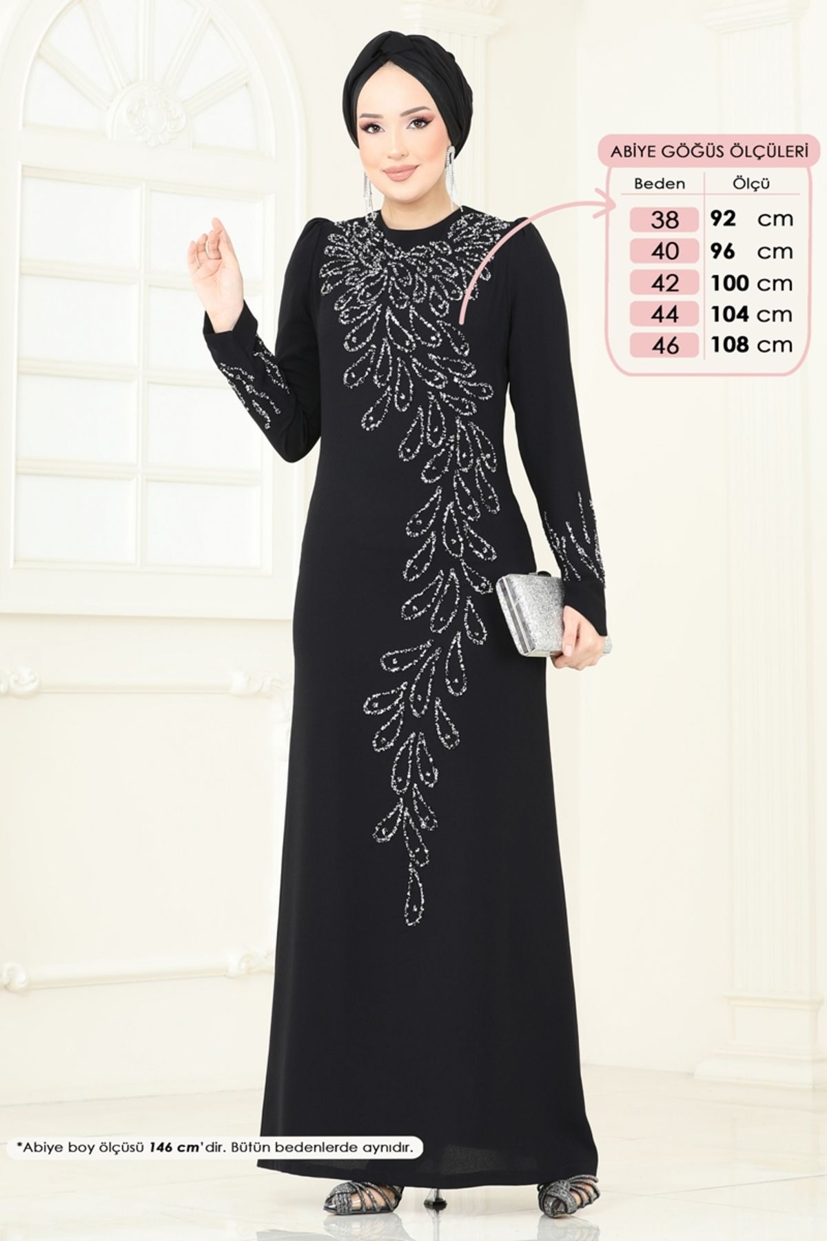 Modaselvim Taş Detay Abiye Elbise 4407MDH809 Siyah