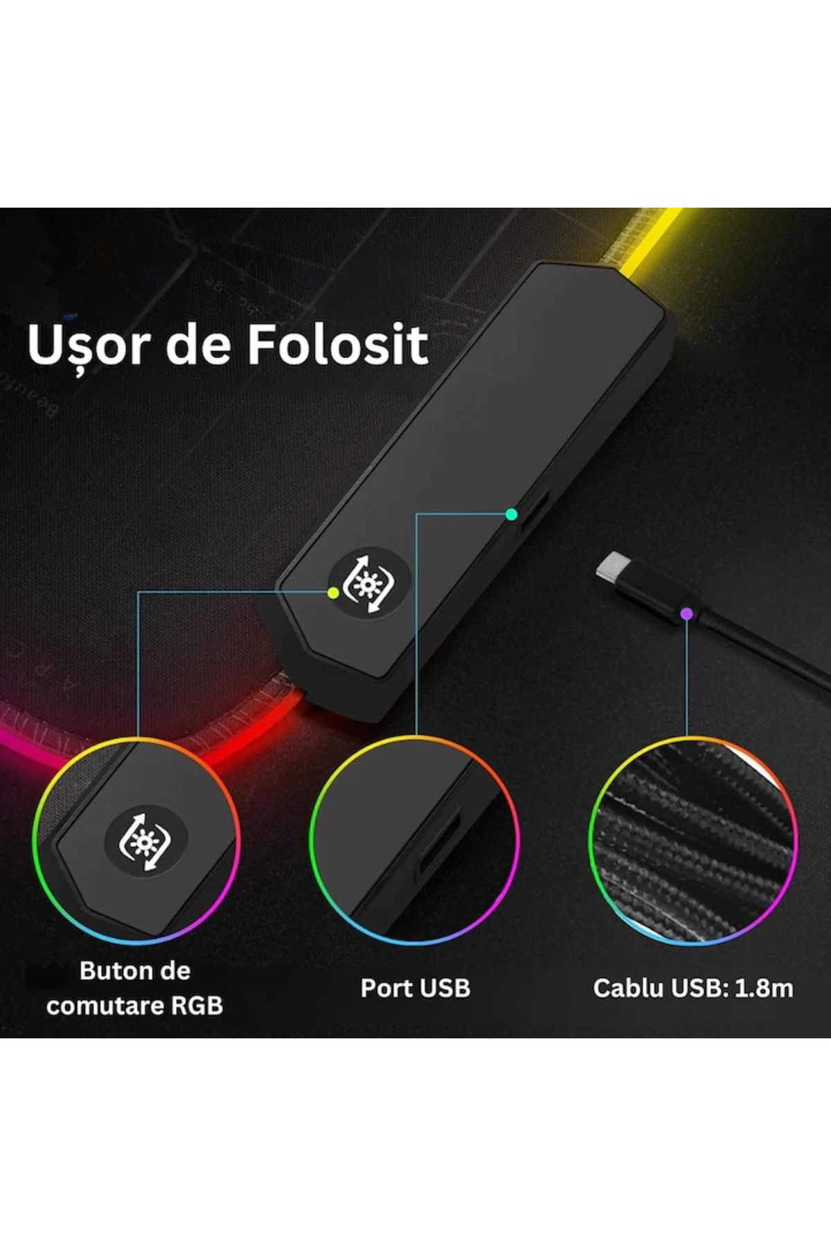 varioshop-VarioShop® Large Rubberized Mousepad, with RGB LED Lighting, for Gaming, Office, Non-slip 6