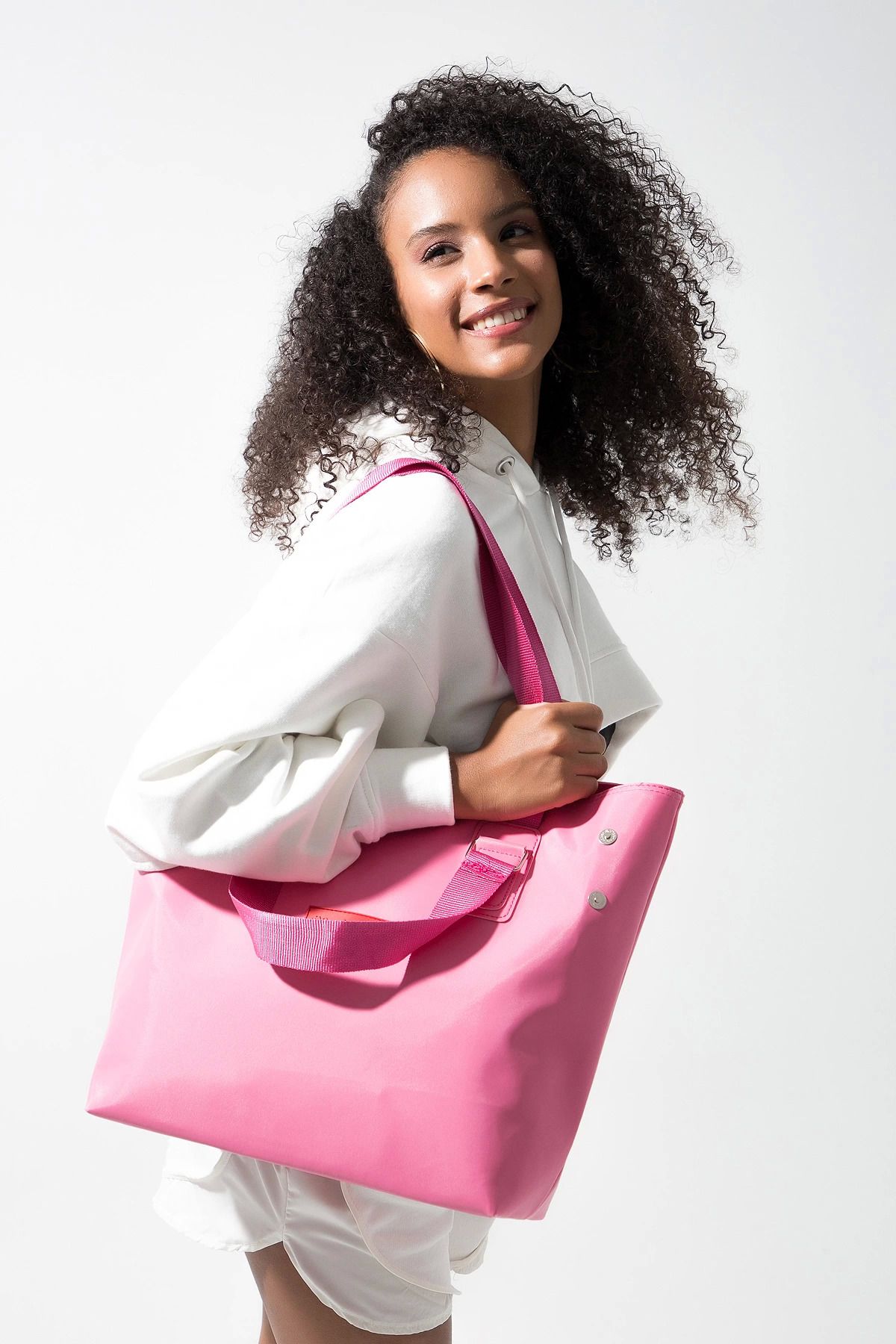 Emperium Baghashtag Pembe Su Geçirmez Fermuarlı Çanta