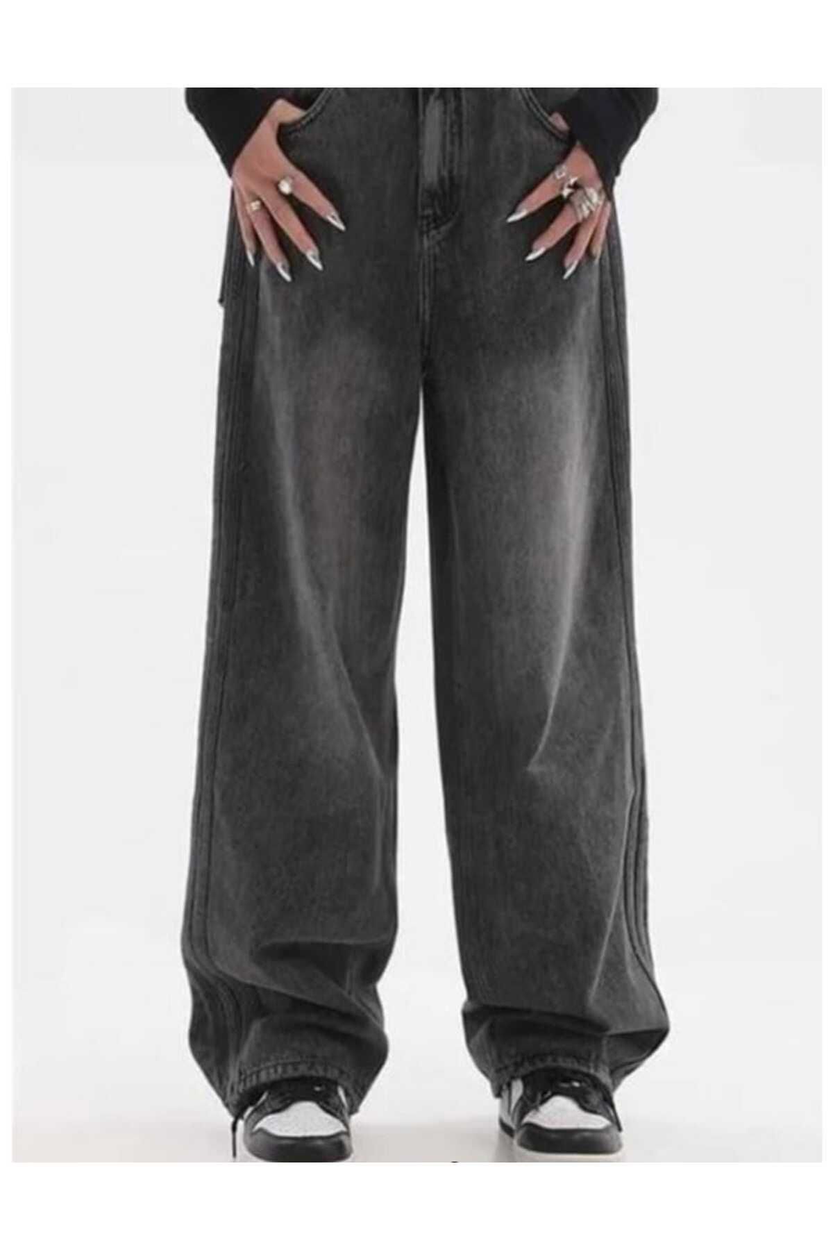 Moonstarcollection Siyah yıkamalı baggy pantolon