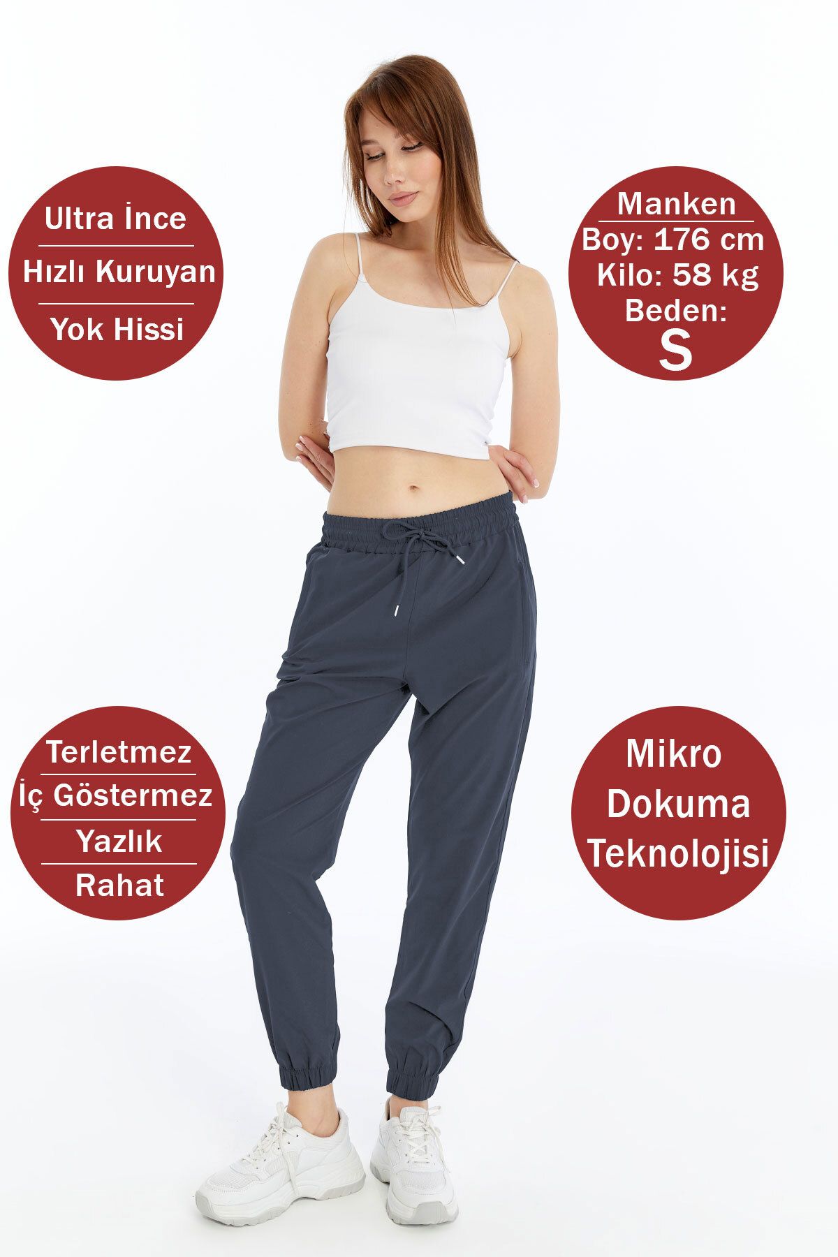 OXVİN Kadın Paçası Lastikli, Gizli Fermuar Cepli, Jogger Eşofman Paraşüt Kumaş Pantolon (BOL KALIP)