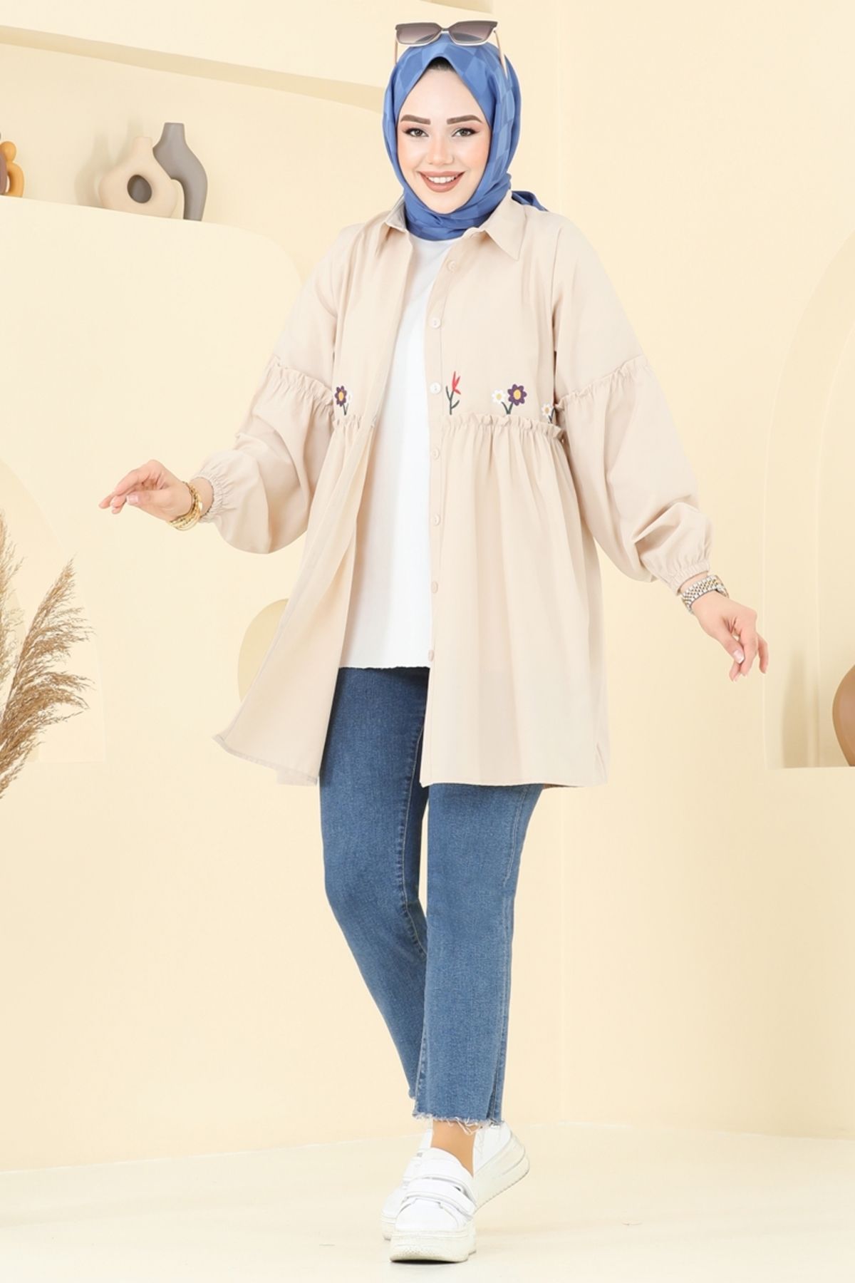 Modaselvim Nakış İşlemeli Tunik 4060ASN888 Taş