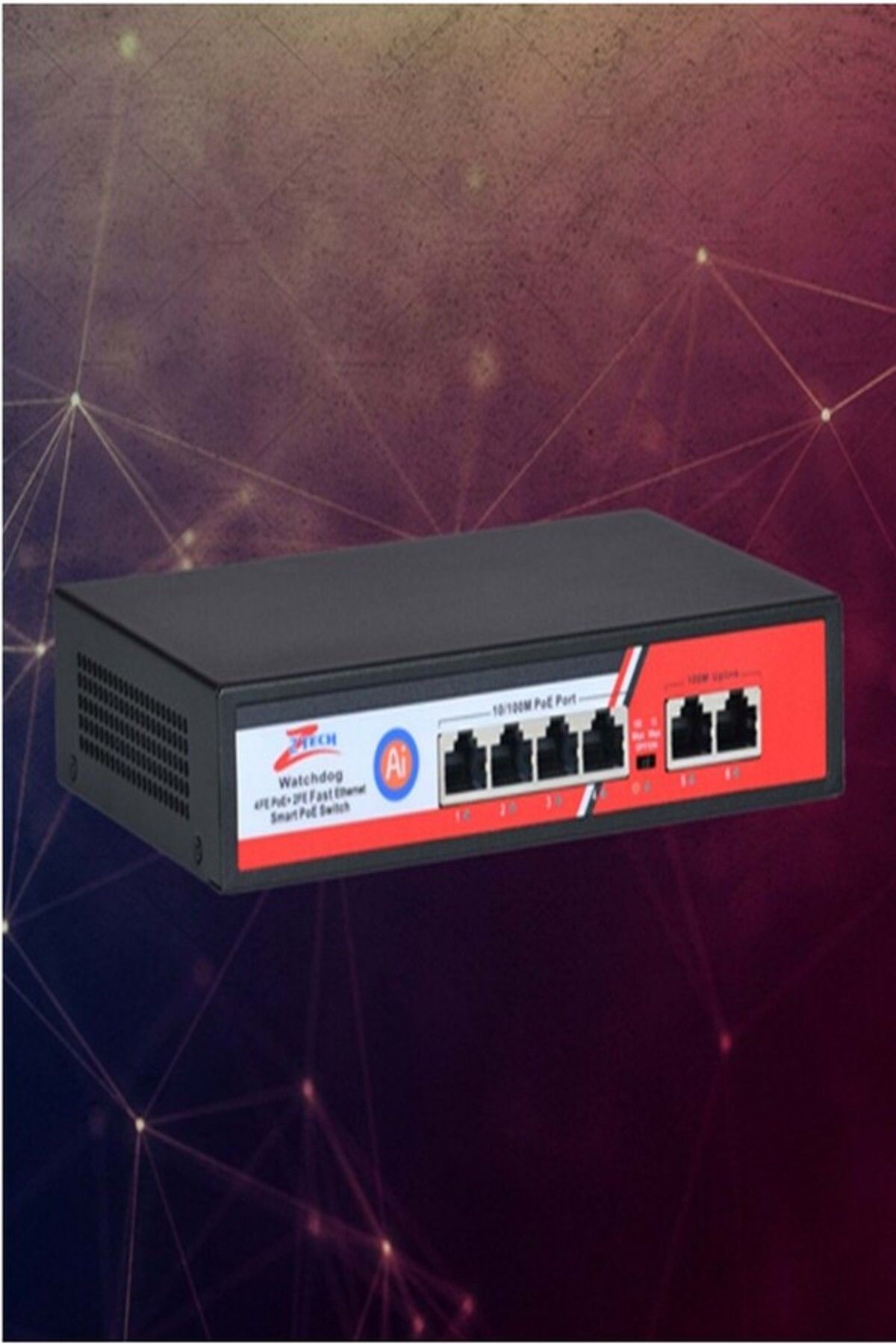 ZTECH 4 Port Poe Switch 10/100 Mb (78 Watt 4x10/100 Poe Ports 2x10/100 Ethernet Uplink Port)