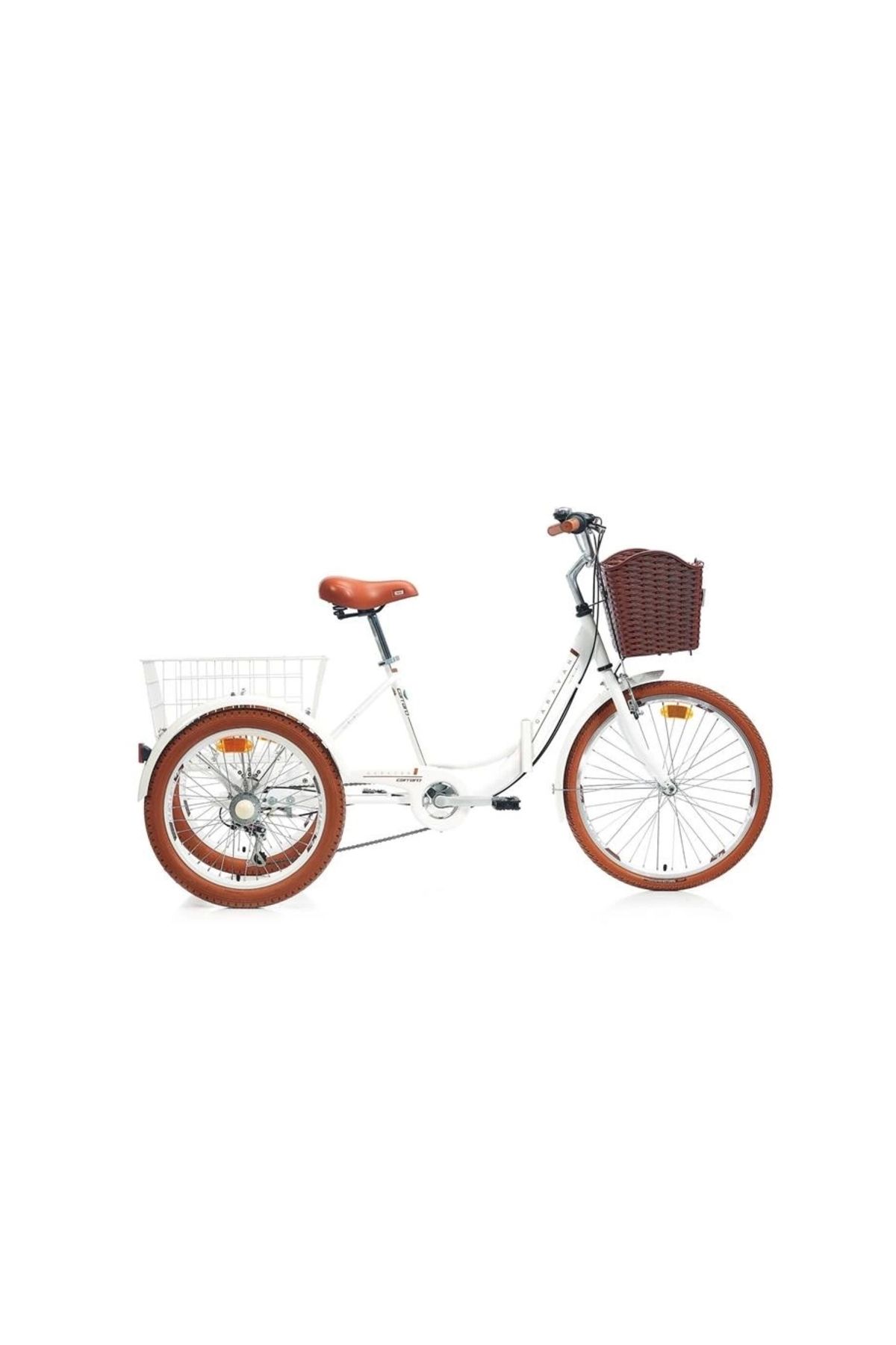 Carraro Caravan Kargo Katlanır Şehir Bisikleti 410h V 24 Jant 6 Vites Altın Beyaz Siyah Kahverengi