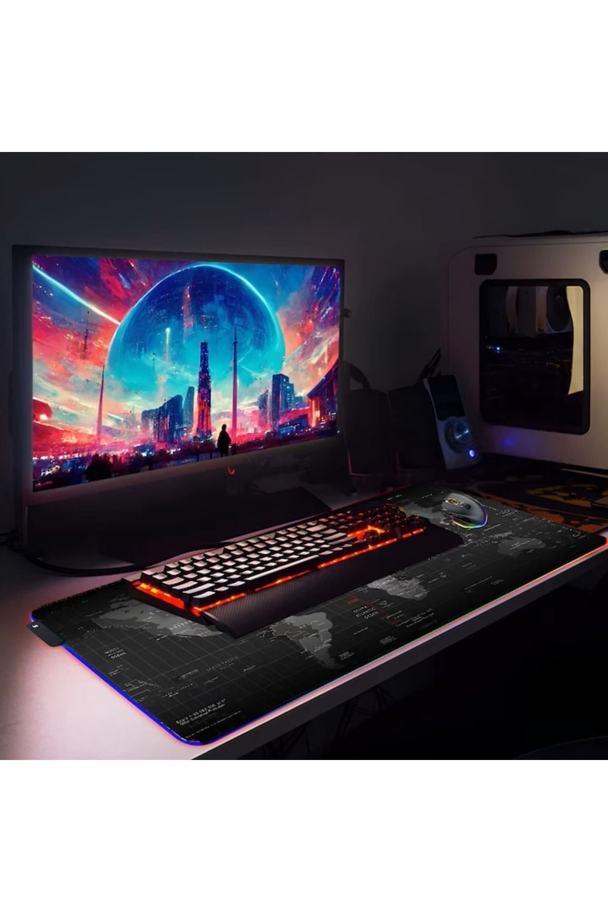 varioshop-VarioShop® Large Rubberized Mousepad, with RGB LED Lighting, for Gaming, Office, Non-slip 7