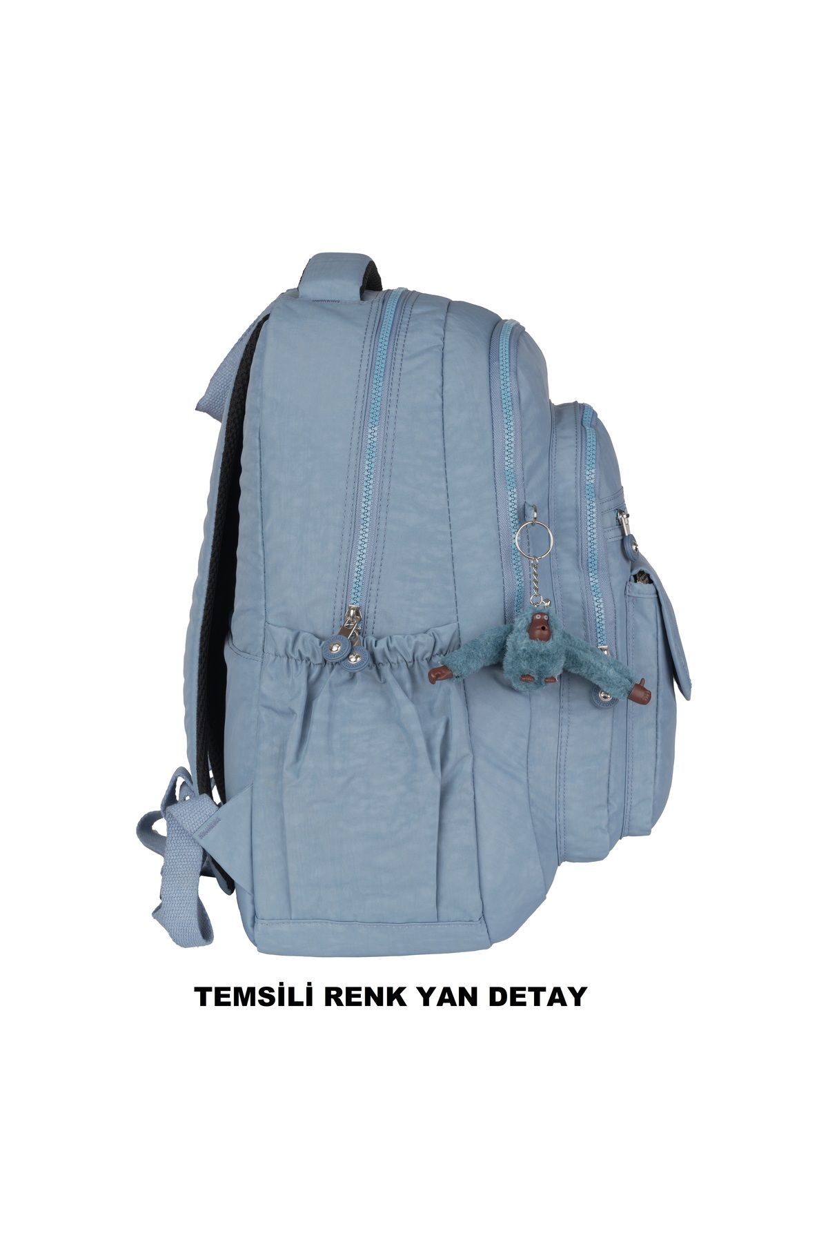 Relaxion-Crinkle Waterproof Lined Fabric School Backpack Turquoise 1620 3