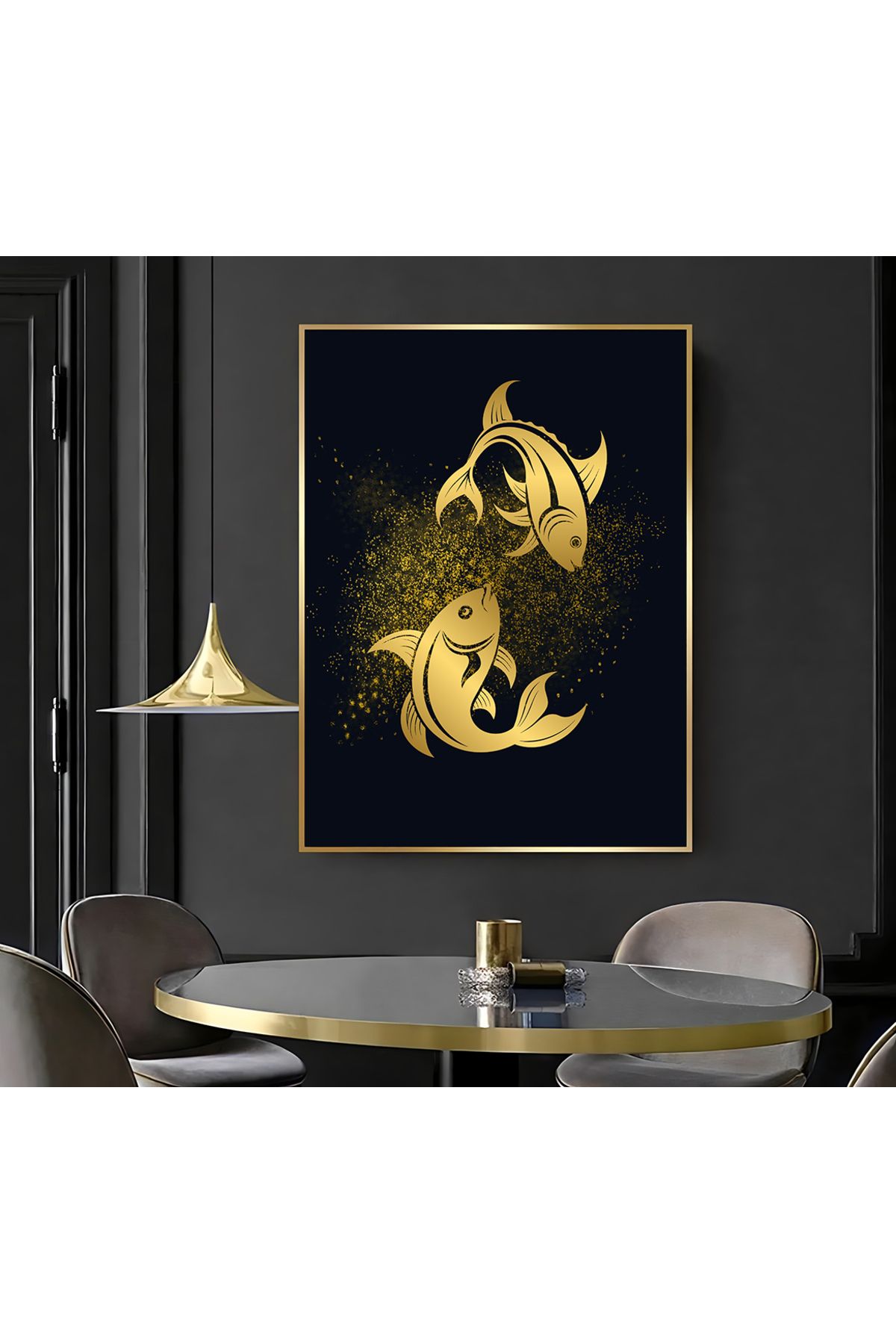 Harikabirev HARİKABİREV|GOLD BALIKLAR MODEL ( CKD-014) |ÇERÇEVELİ KANVAS TABLO CKDİKEY