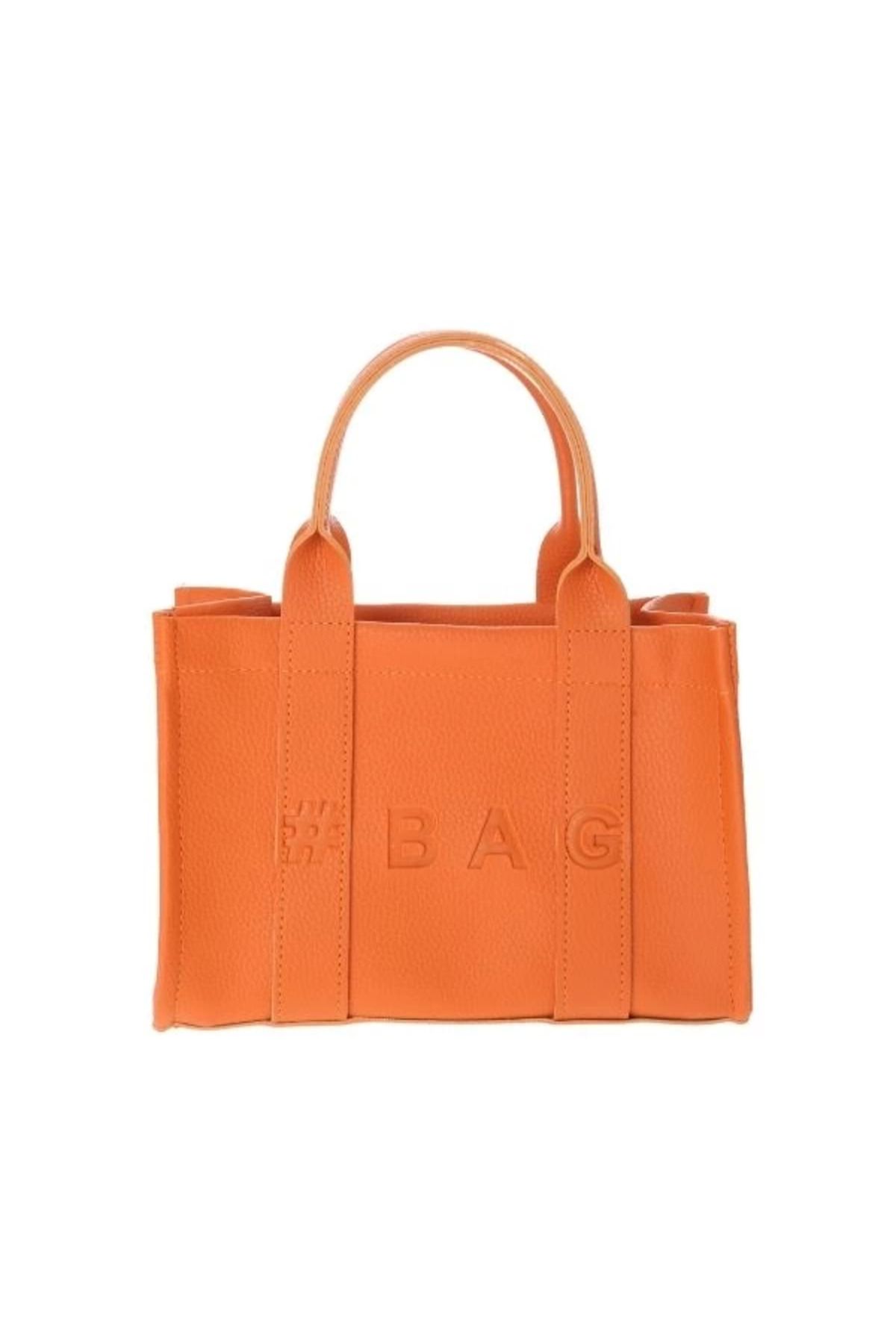 Emperium Baghashtag Turuncu Deri Mini Tote Çanta