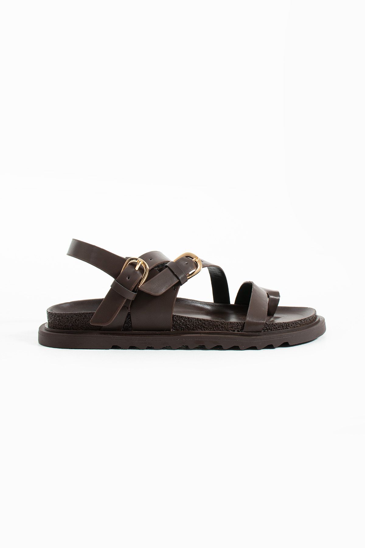Gökçe Shoes Edina Kahve Toka Detay Parmak Arası Kadın Sandalet