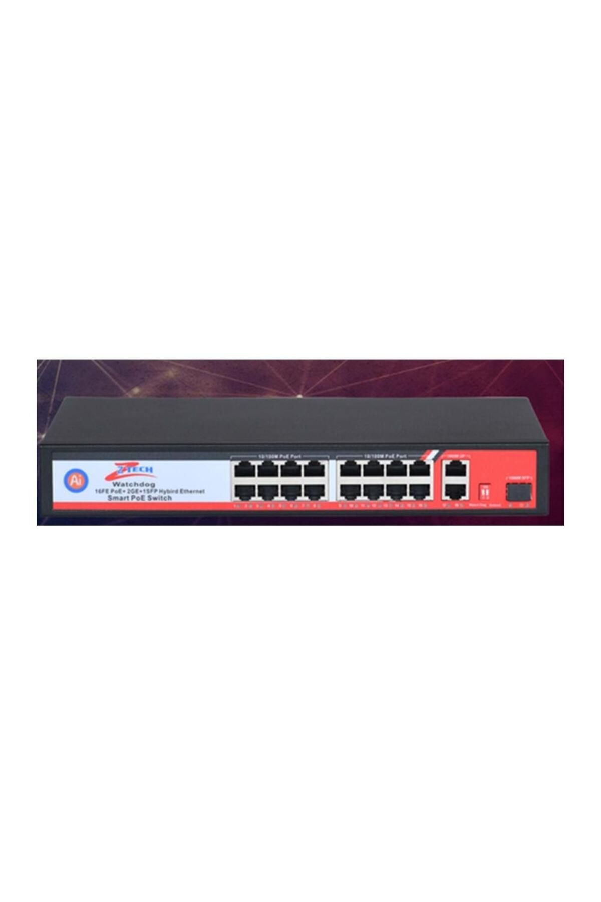 SelviTeknoloji 16 Port Poe Switch 10/100/1000 Mb (260 Watt 16x10/100 Poe Ports )