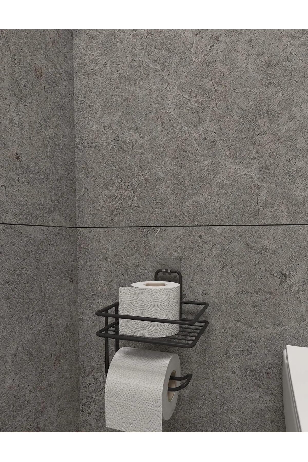 STOREMAX Banyo Yapışkanlı Tuvalet Kağıtlığı Tutacağı Askısı Mat Siyah Metal Tuvalet Kağıtlık