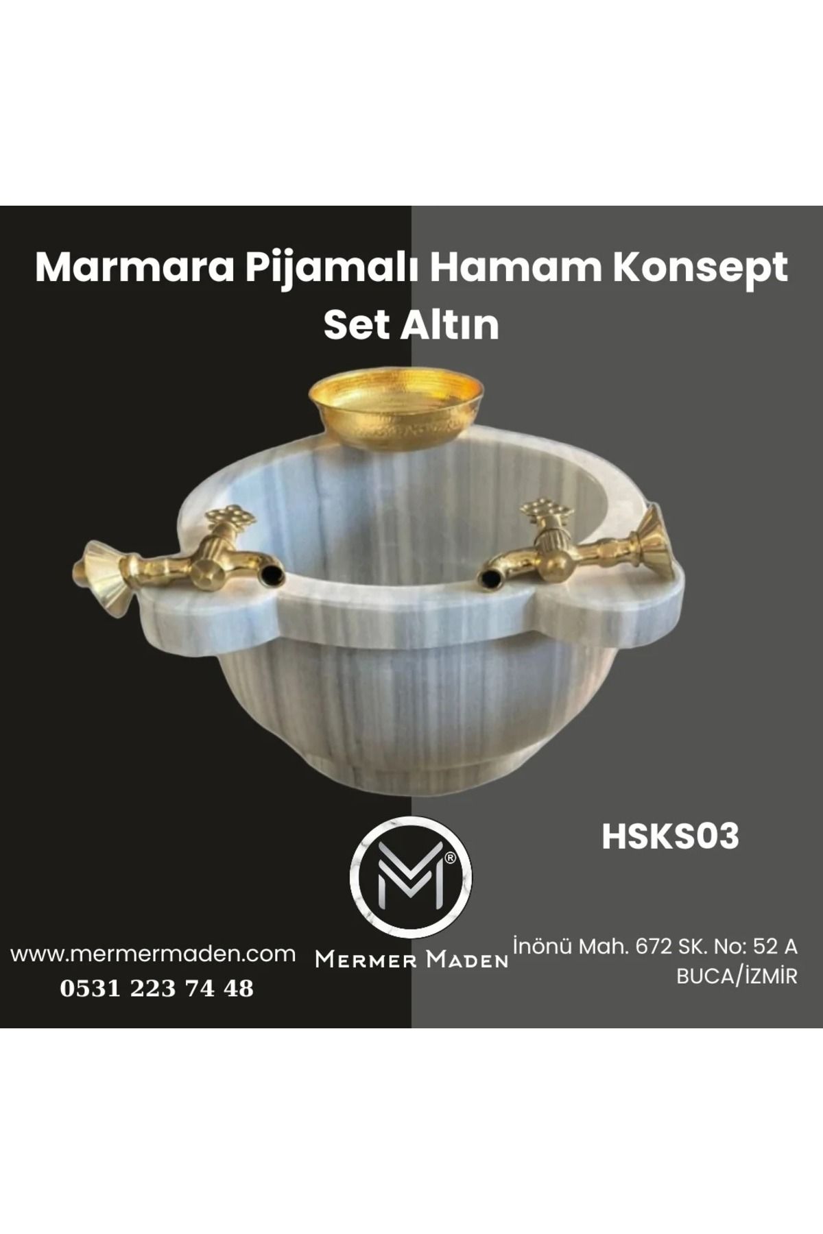 MermerMaden Marmara Pijamalı Hamam Konsept Set