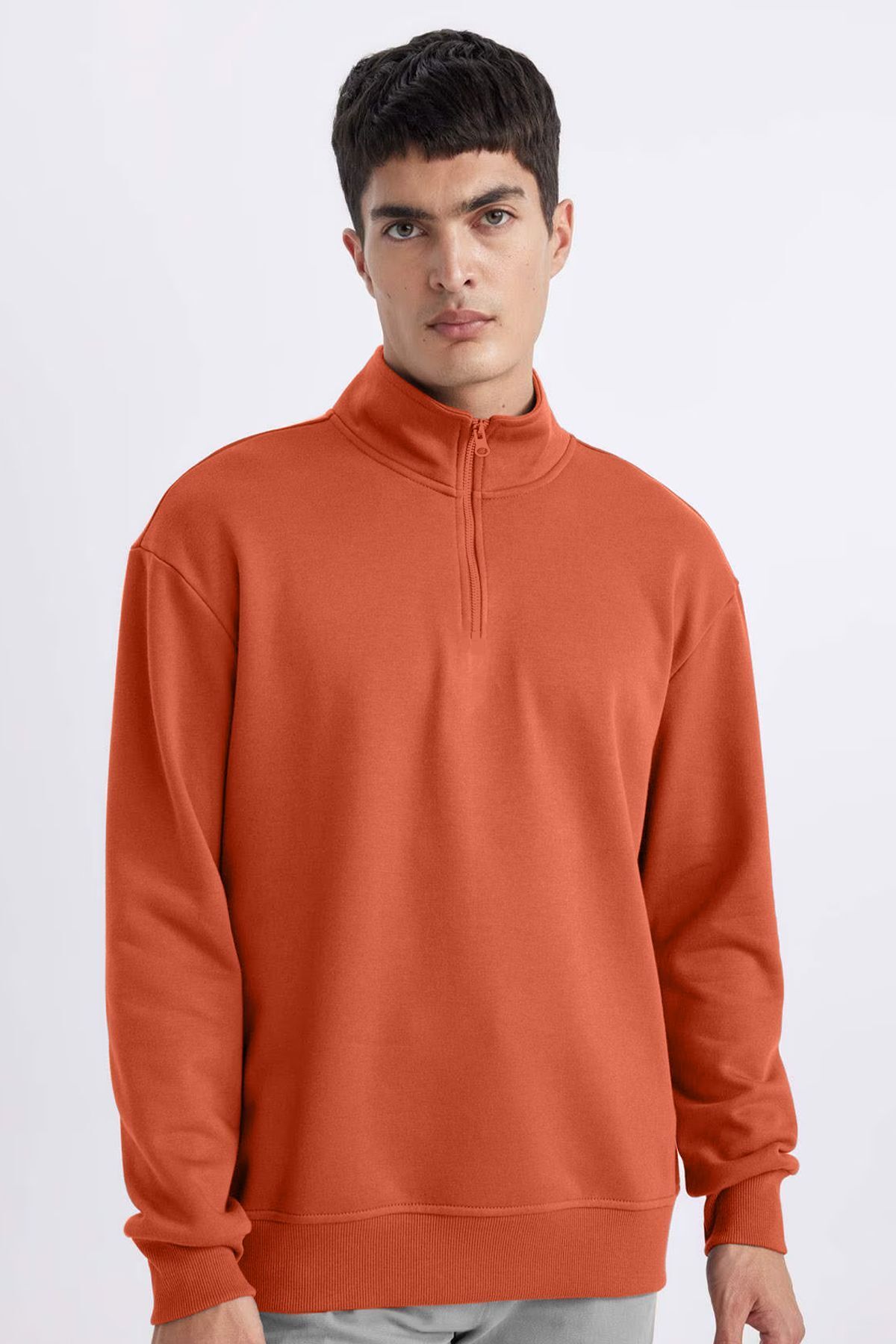 aradimtaradim Peak Erkek Bakır Oversize Fermuarlı Yaka Sweatshirt 7021