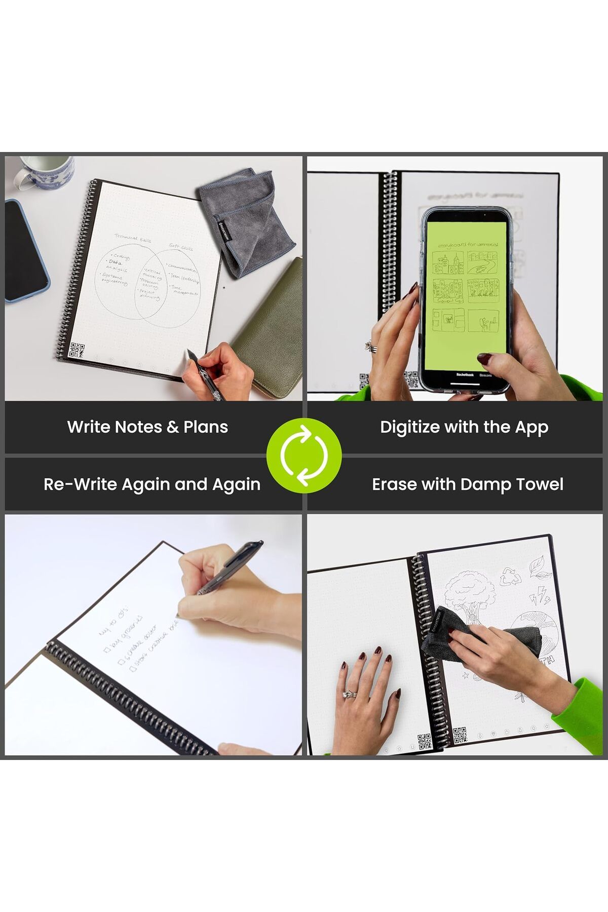 Rocketbook-Smart Reusable Notebook - Dot-Grid Eco-Friendly Notebook With 1 Pilot Frixion Pen & 1 Mic 3