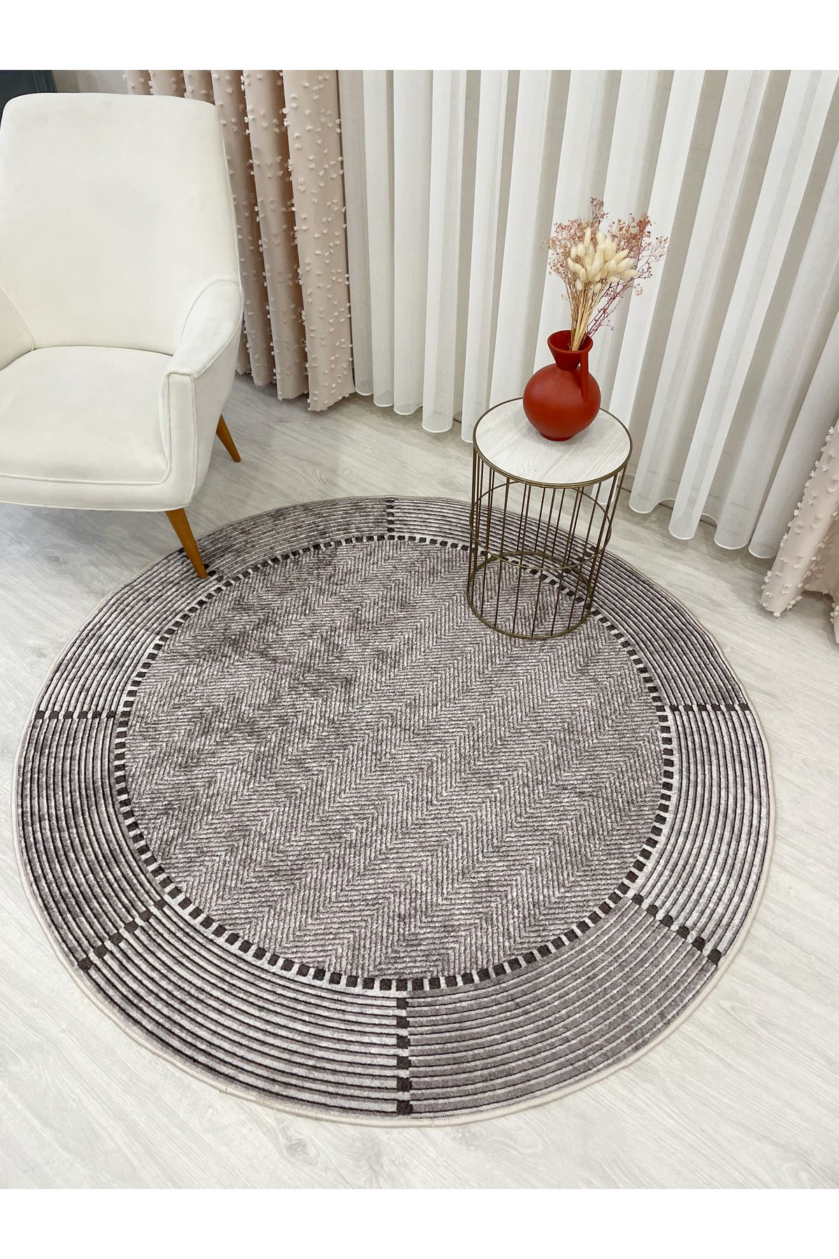 Brillant VİZONKAHVE Jüt Sisal Görünüm Kaymaz Taban Yolluk Halı